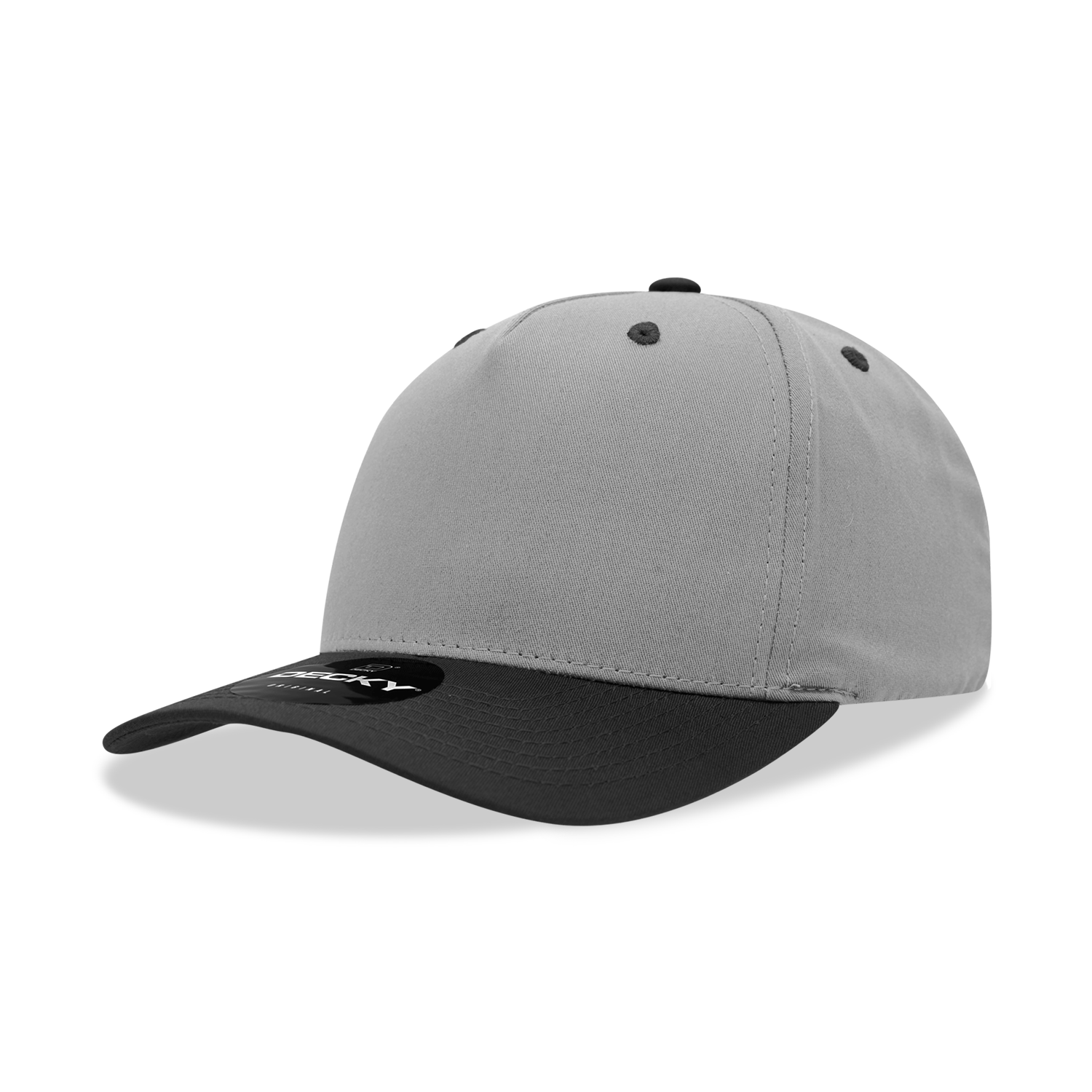 Decky 6024 5 Panel Mid Profile Structured Cotton Blend Cap - Grey Black