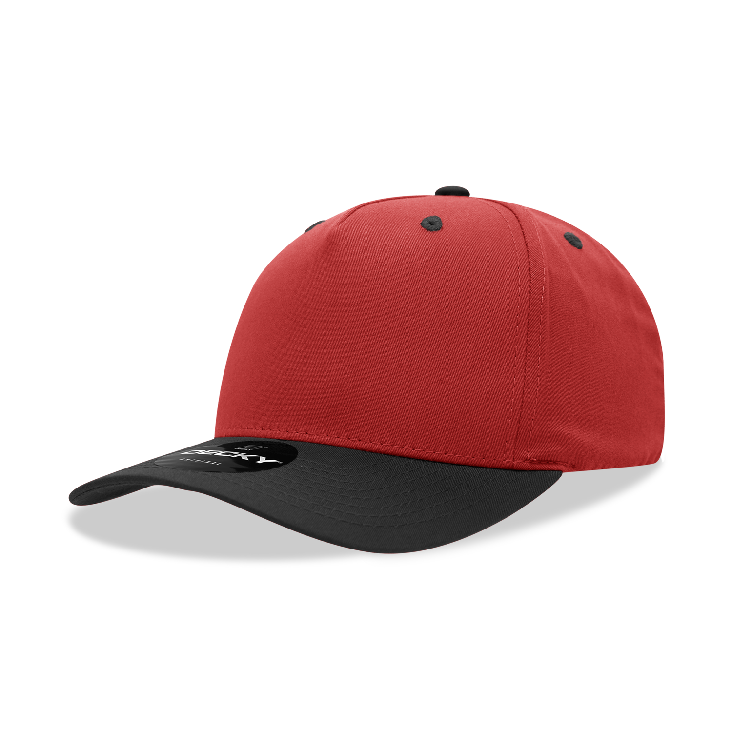 Decky 6024 5 Panel Mid Profile Structured Cotton Blend Cap - Red Black