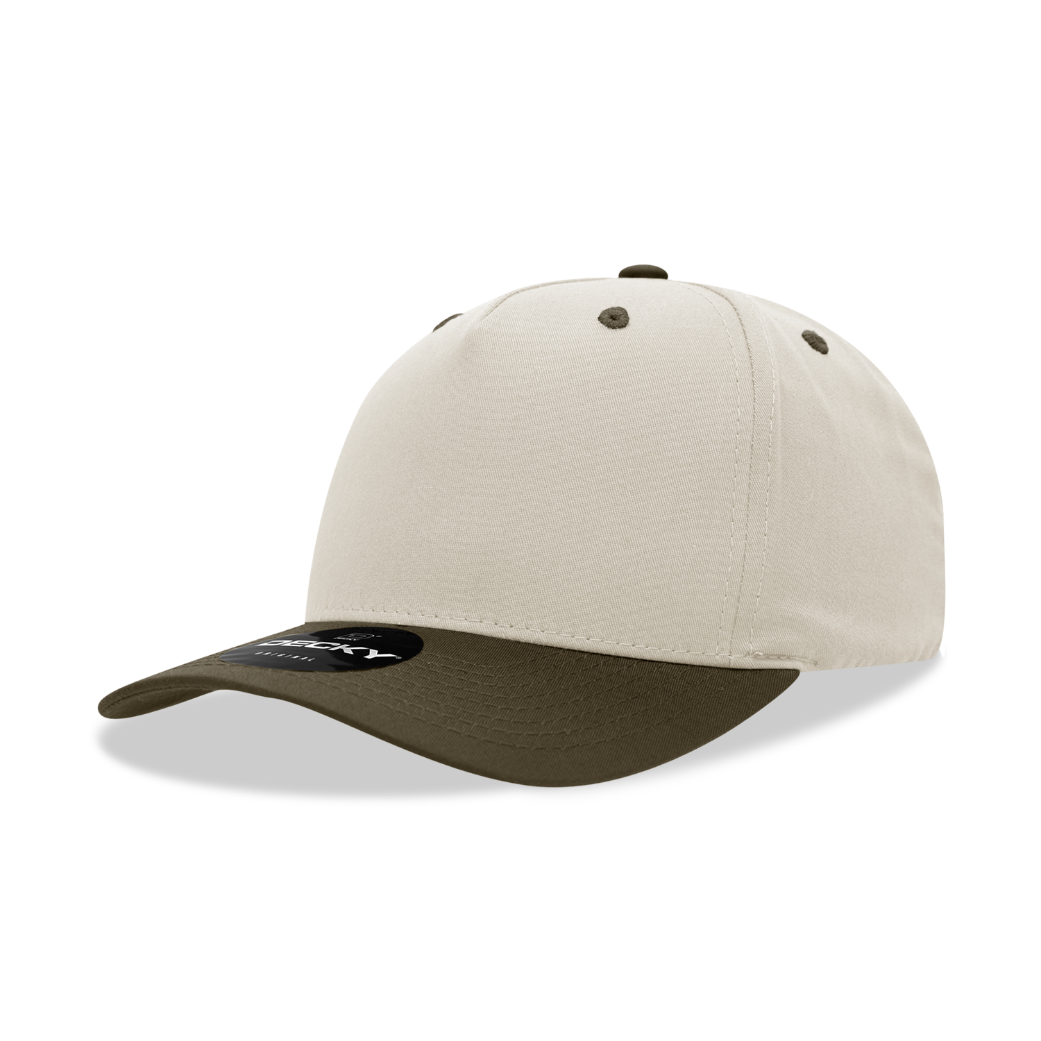 Decky 6024 5 Panel Mid Profile Structured Cotton Blend Cap - Stone Brown