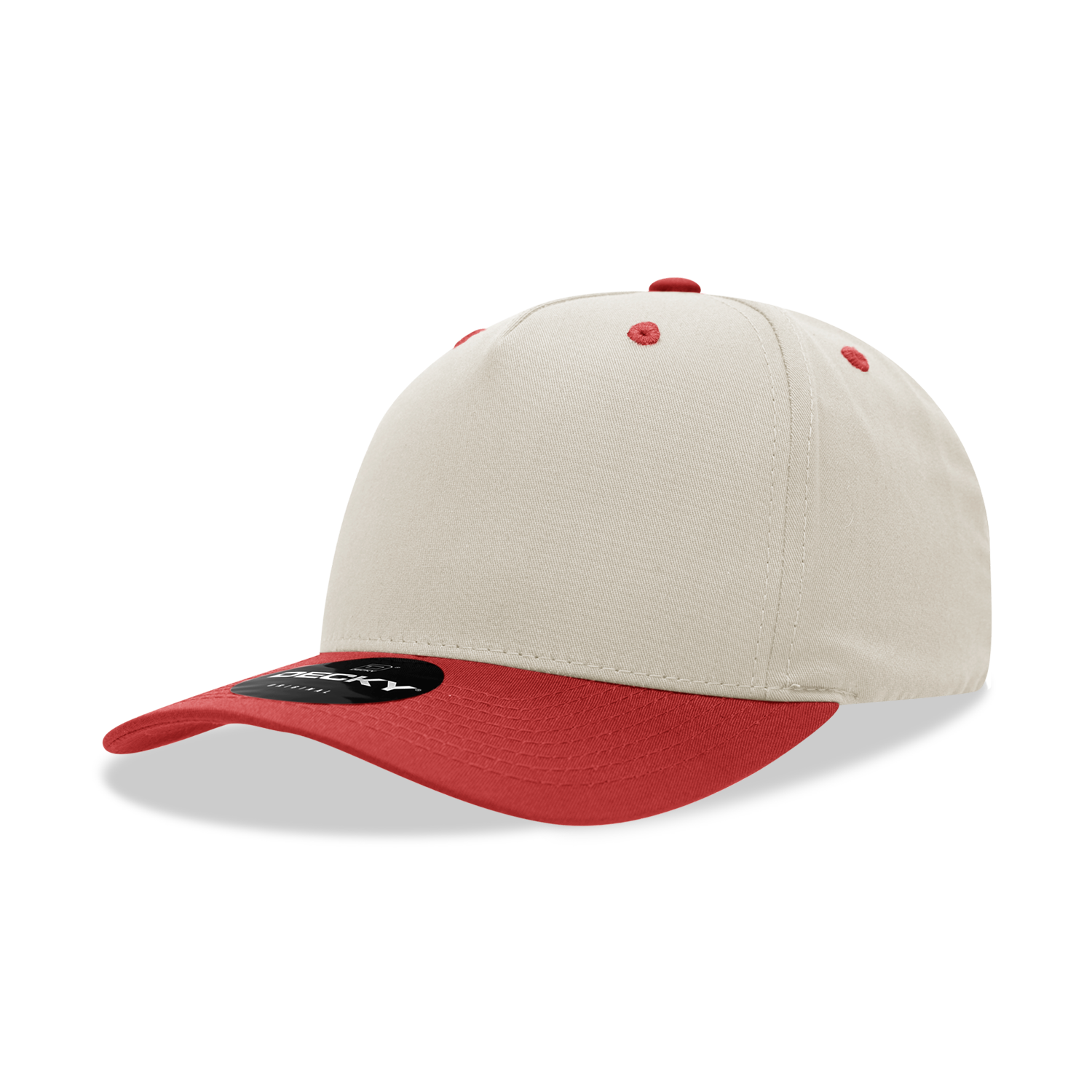Decky 6024 5 Panel Mid Profile Structured Cotton Blend Cap - Stone Red