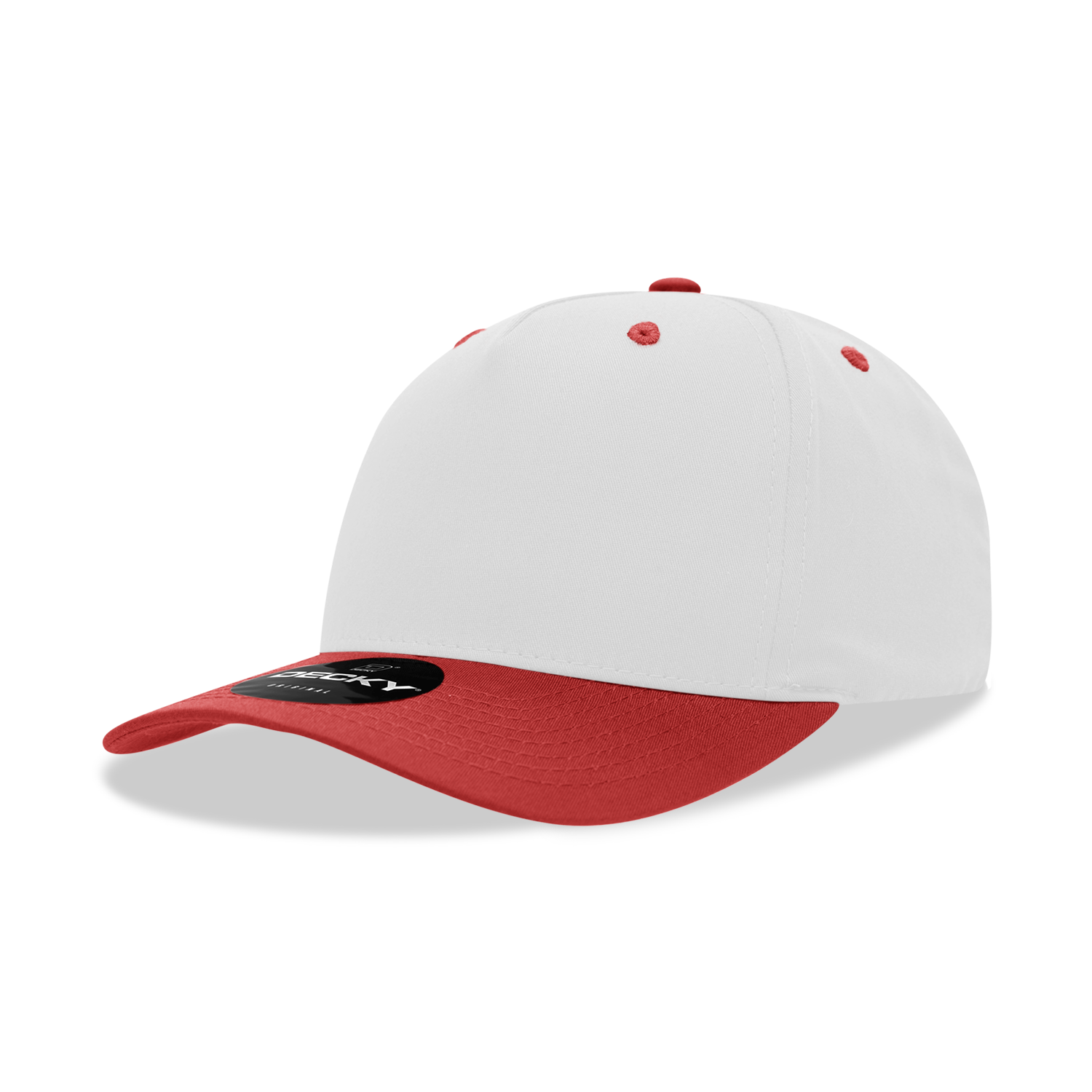 Decky 6024 5 Panel Mid Profile Structured Cotton Blend Cap - White Red