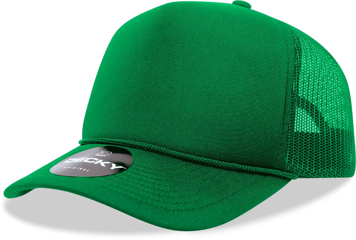 Decky 6025 Mid Profile 6 Panel Poly Cotton Trucker Cap Kelly / one Size Fits Most