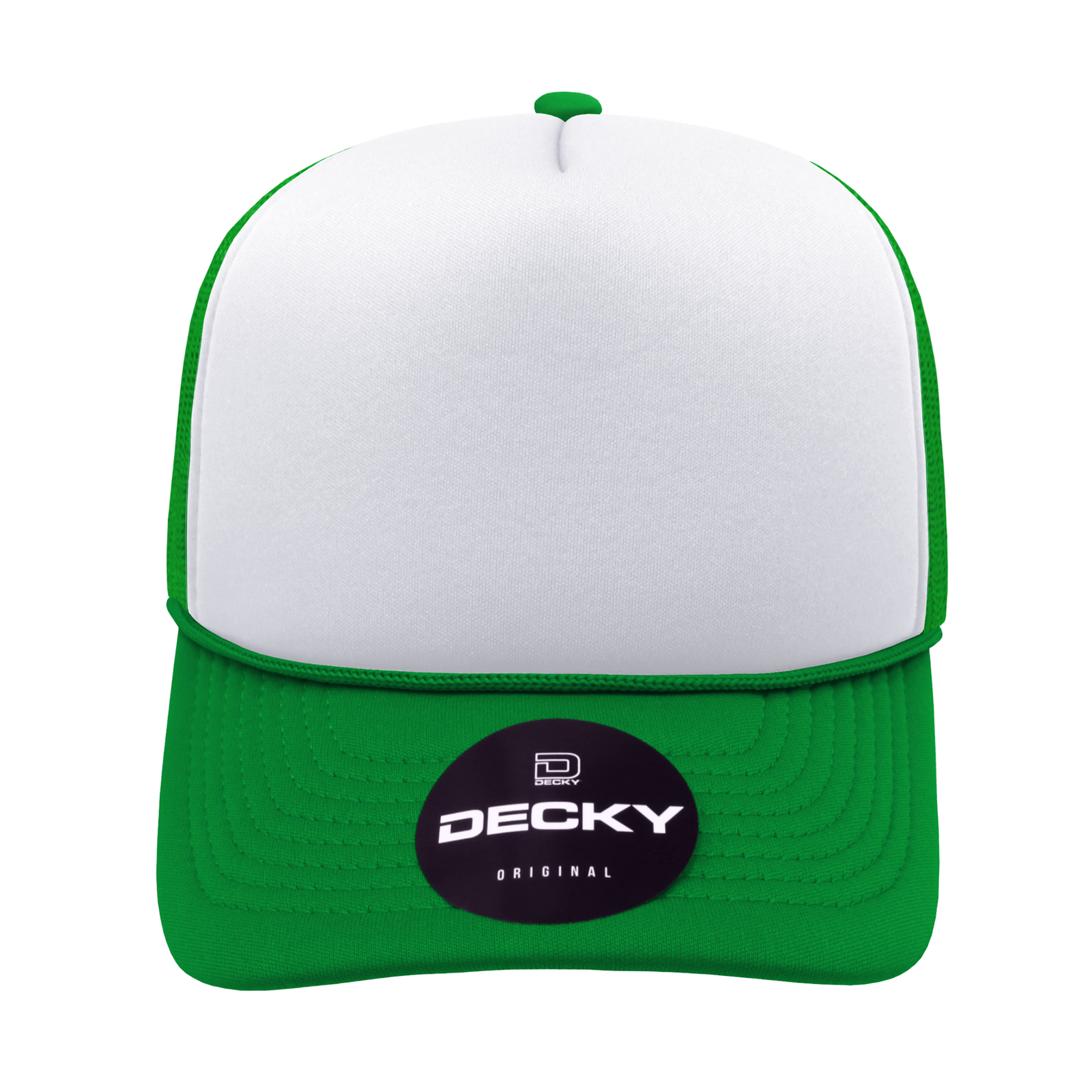 Decky 6025 Mid Profile 6 Panel Poly Cotton Trucker Cap - Kelly White