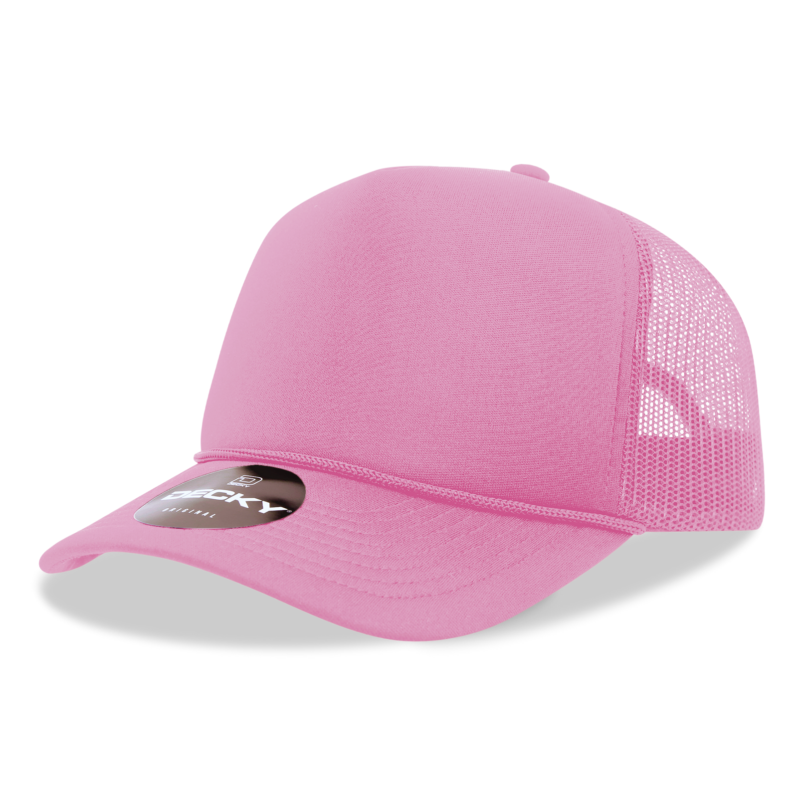 Decky 6025 Mid Profile 6 Panel Poly Cotton Trucker Cap - Pink