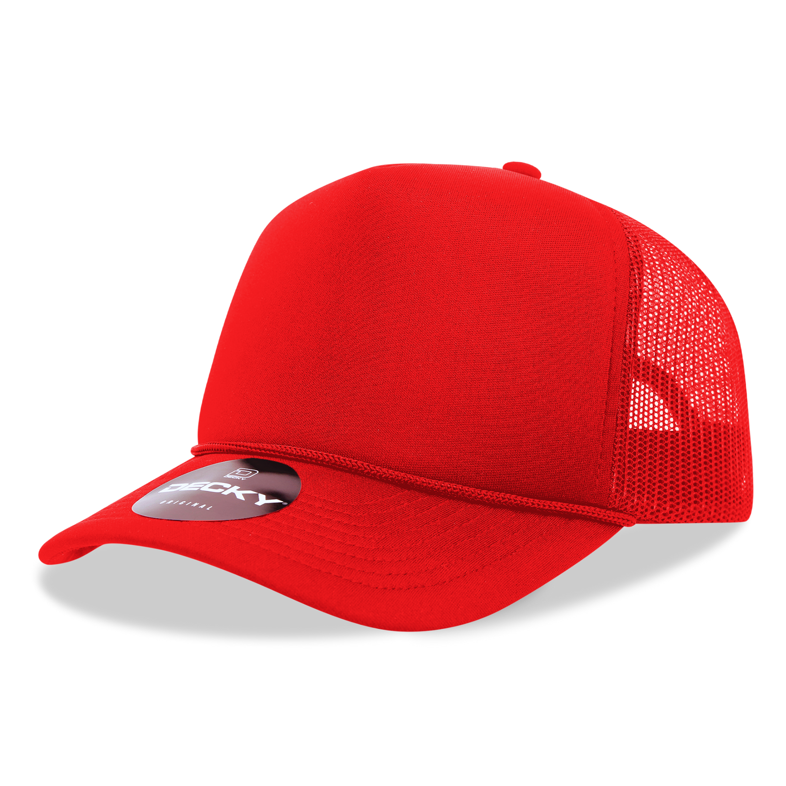 Decky 6025 Mid Profile 6 Panel Poly Cotton Trucker Cap - Red