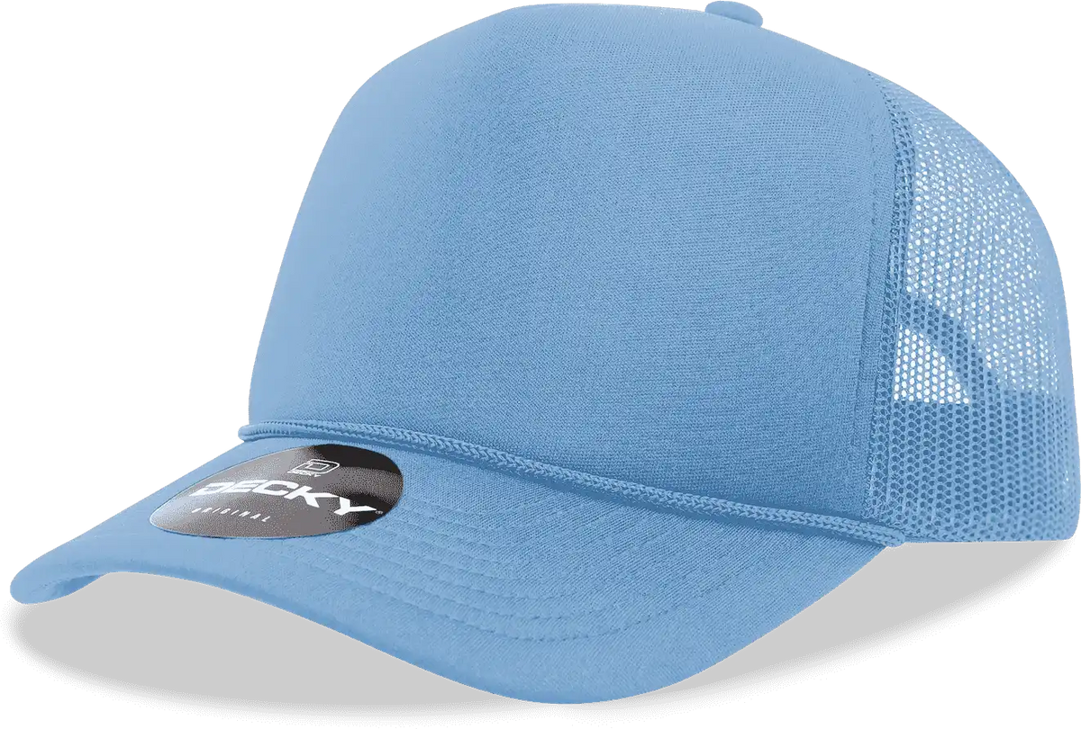 Decky 6025 Mid Profile 6 Panel Poly Cotton Trucker Cap - Sky Blue - Columbia / one Size Fits Most