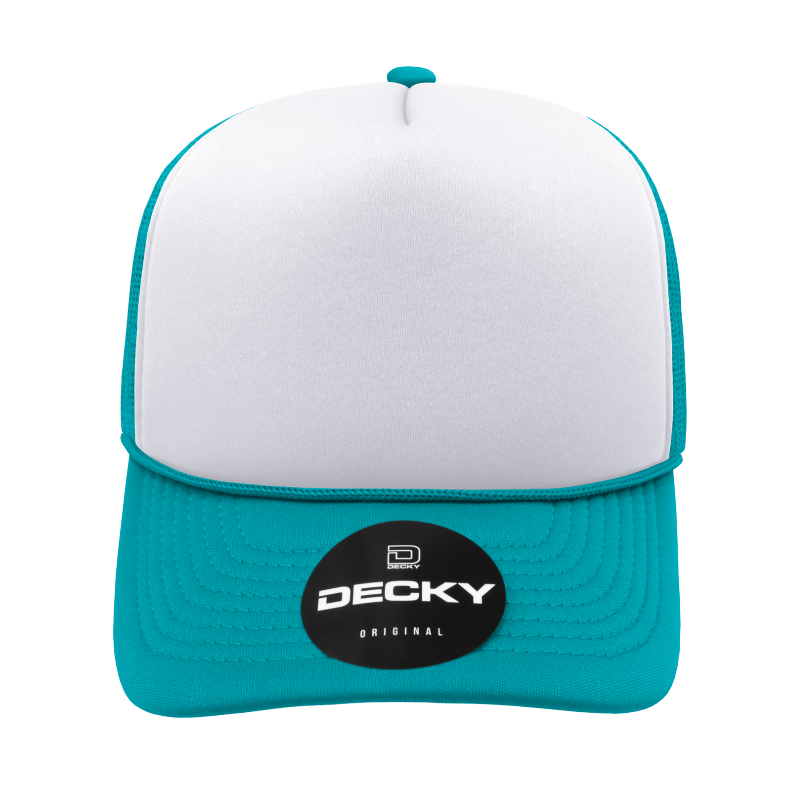 Decky 6025 Mid Profile 6 Panel Poly Cotton Trucker Cap - Teal White