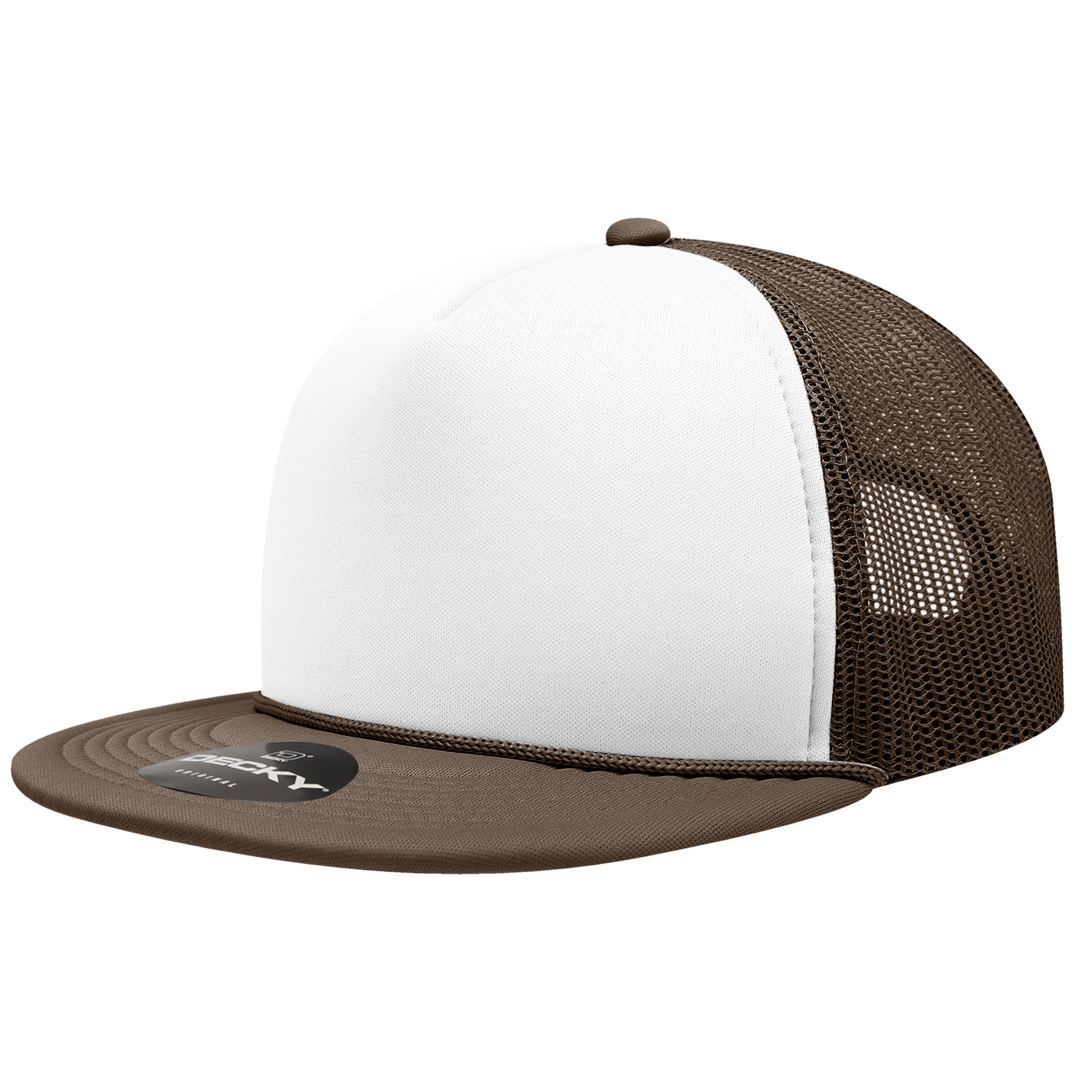 Decky 6026 5 Panel High Profile Structured Foam Trucker - Brown White