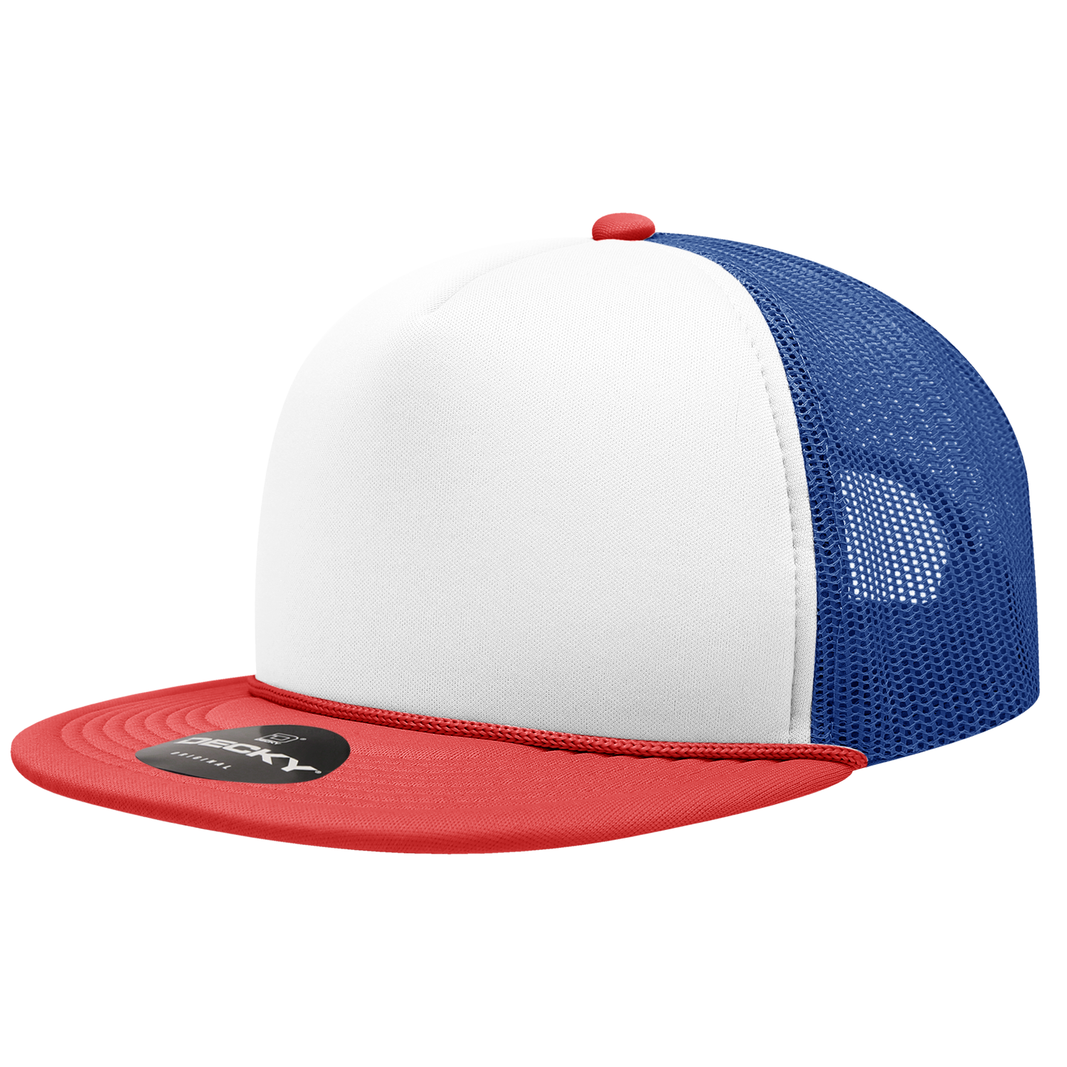 Decky 6026 5 Panel High Profile Structured Foam Trucker - Red White Royal