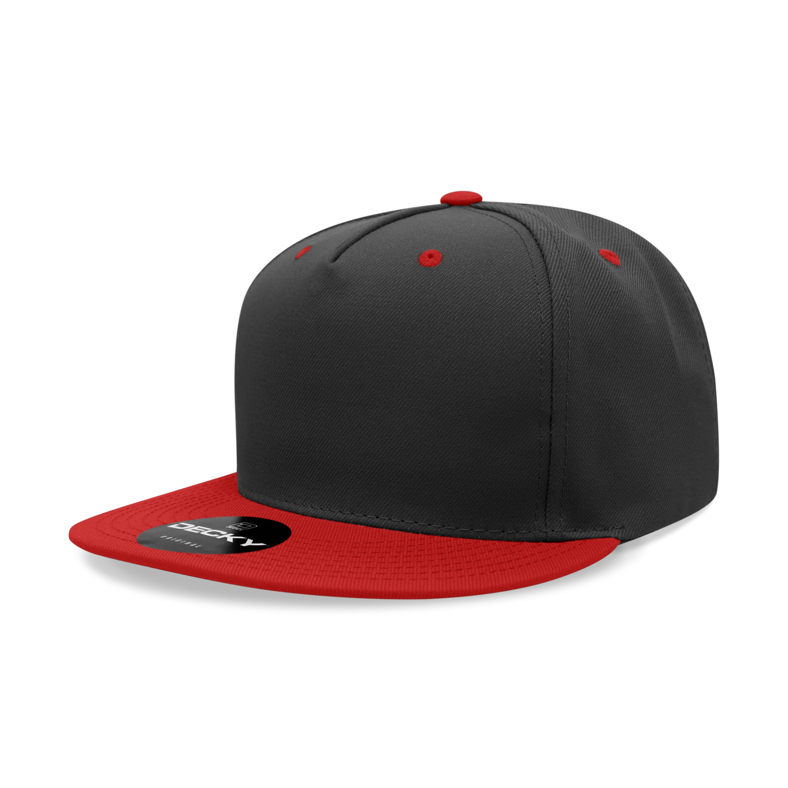 Decky 6029 5 Panel High Profile Structured Polyester Snapback - Black Red
