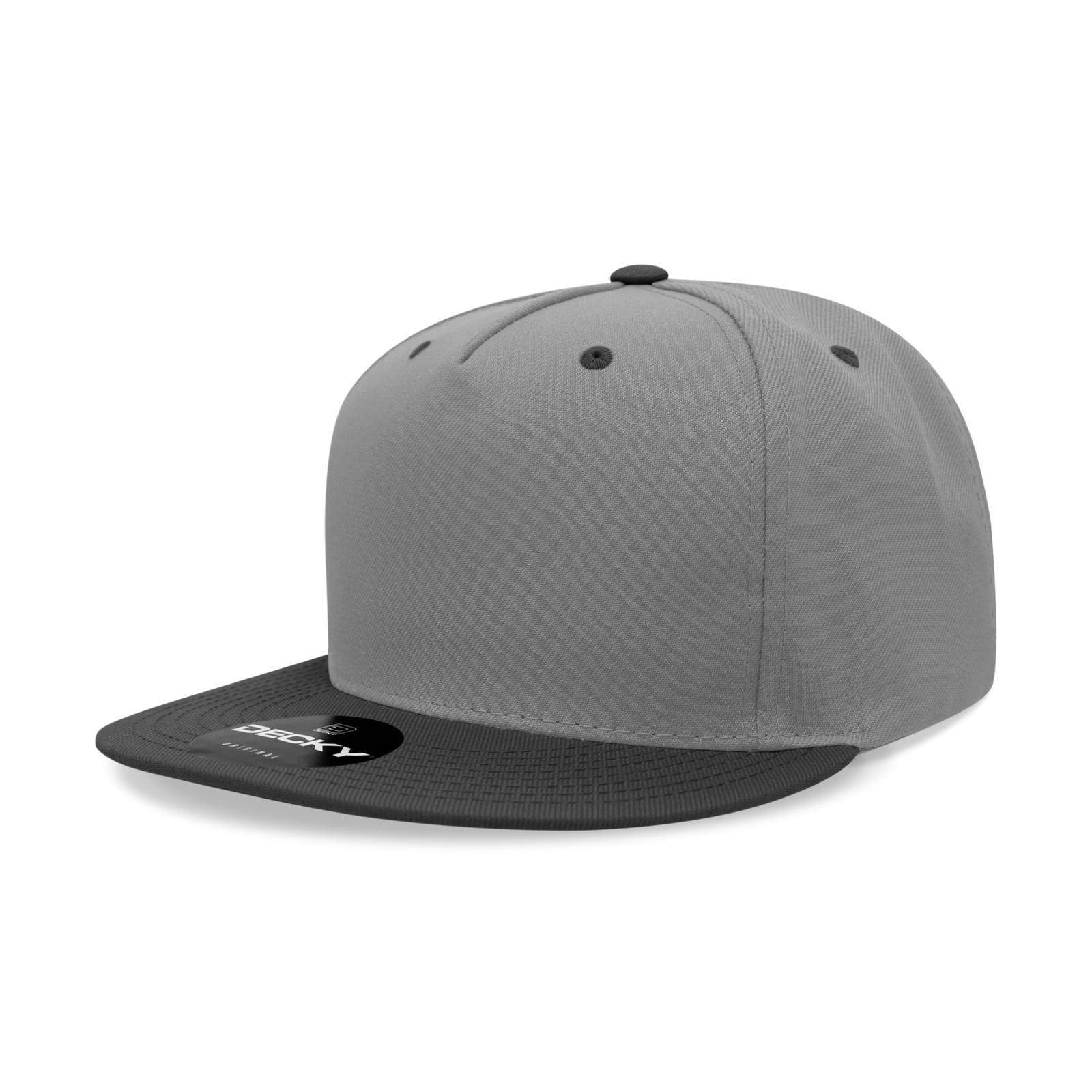 Decky 6029 5 Panel High Profile Structured Polyester Snapback - Grey Black