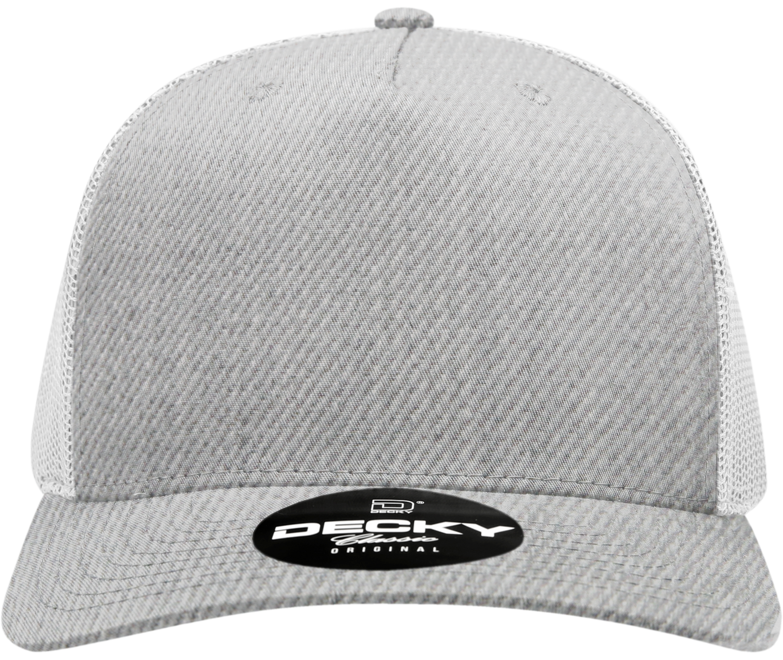Decky 6030 5 Panel Mid Profile Structured Cotton Blend Trucker - Heather Grey White
