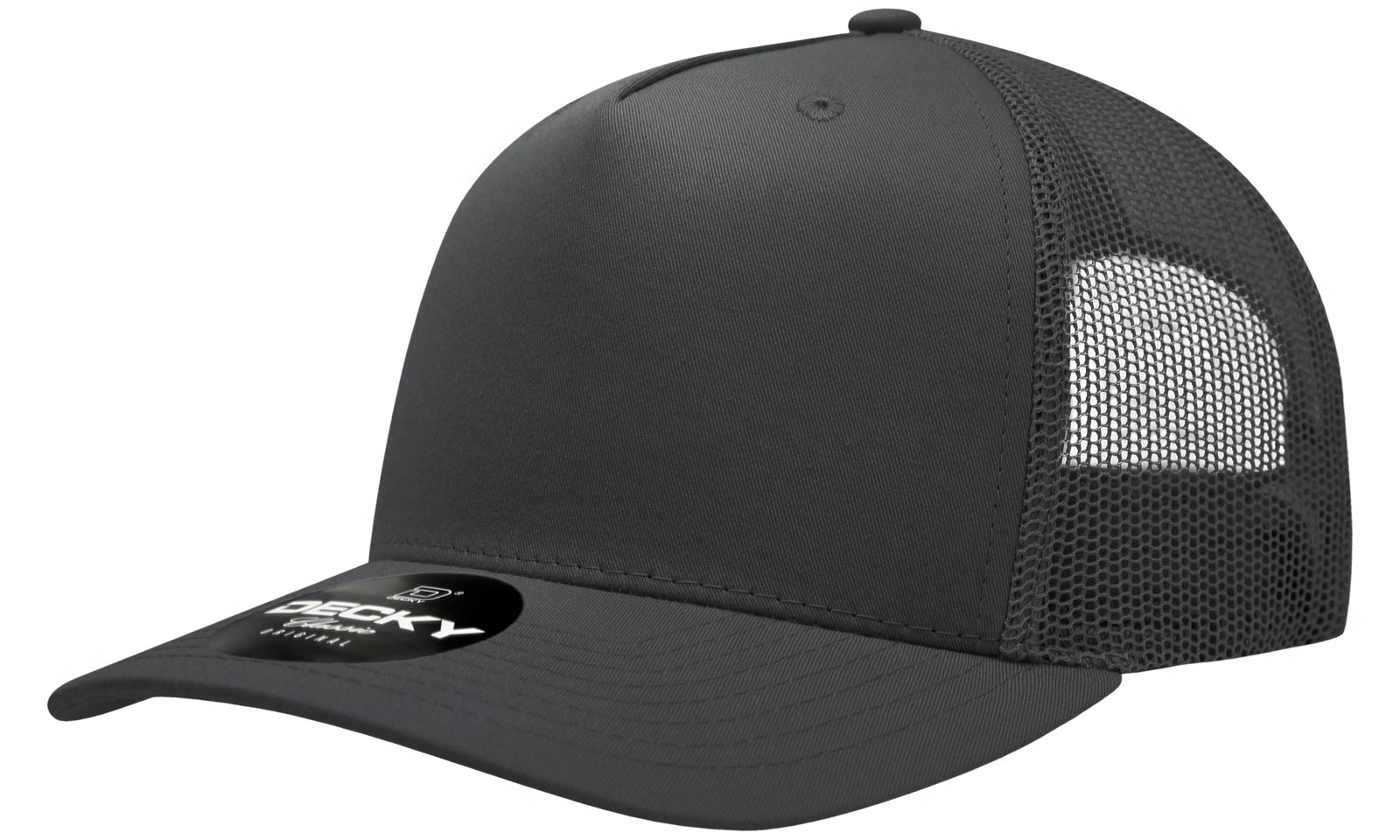 Decky 6030 5 Panel Mid Profile Structured Cotton Blend Trucker - Charcoal
