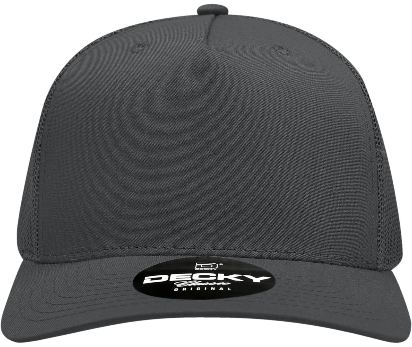 Decky 6030 5 Panel Mid Profile Structured Cotton Blend Trucker - Charcoal