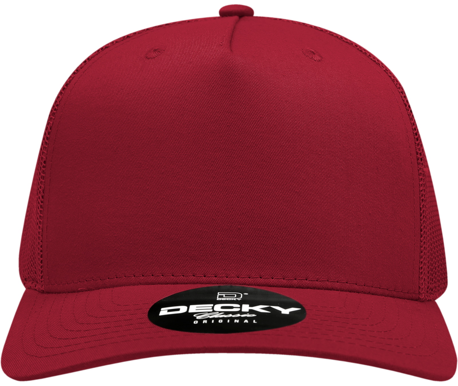 Decky 6030 5 Panel Mid Profile Structured Cotton Blend Trucker - Cardinal