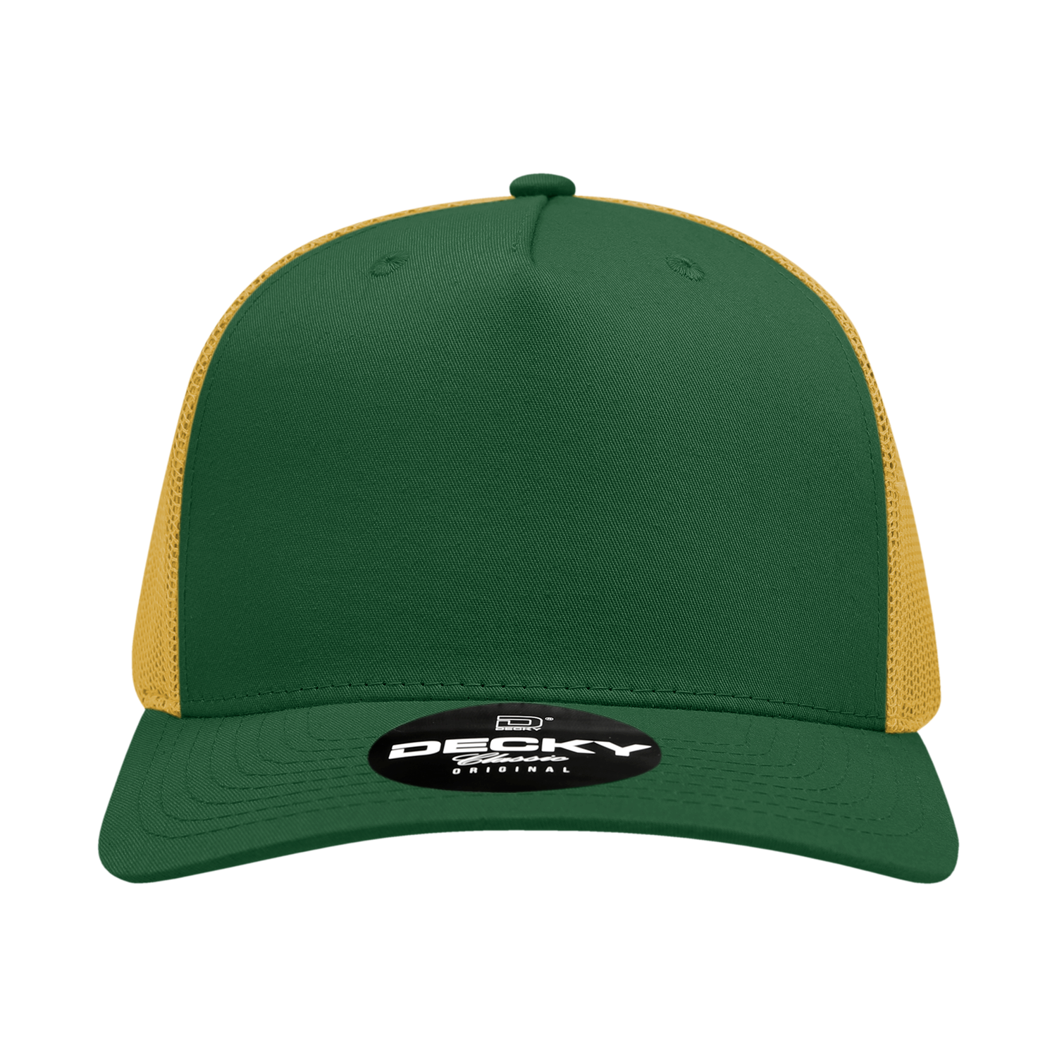 Decky 6030 5 Panel Mid Profile Structured Cotton Blend Trucker - Forest Gold