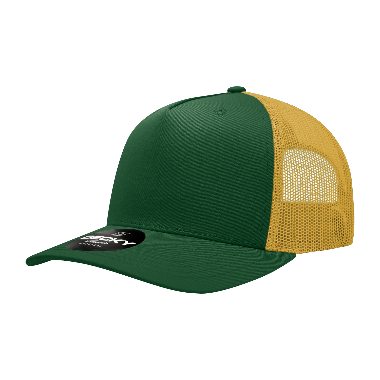 Decky 6030 5 Panel Mid Profile Structured Cotton Blend Trucker - Forest Gold