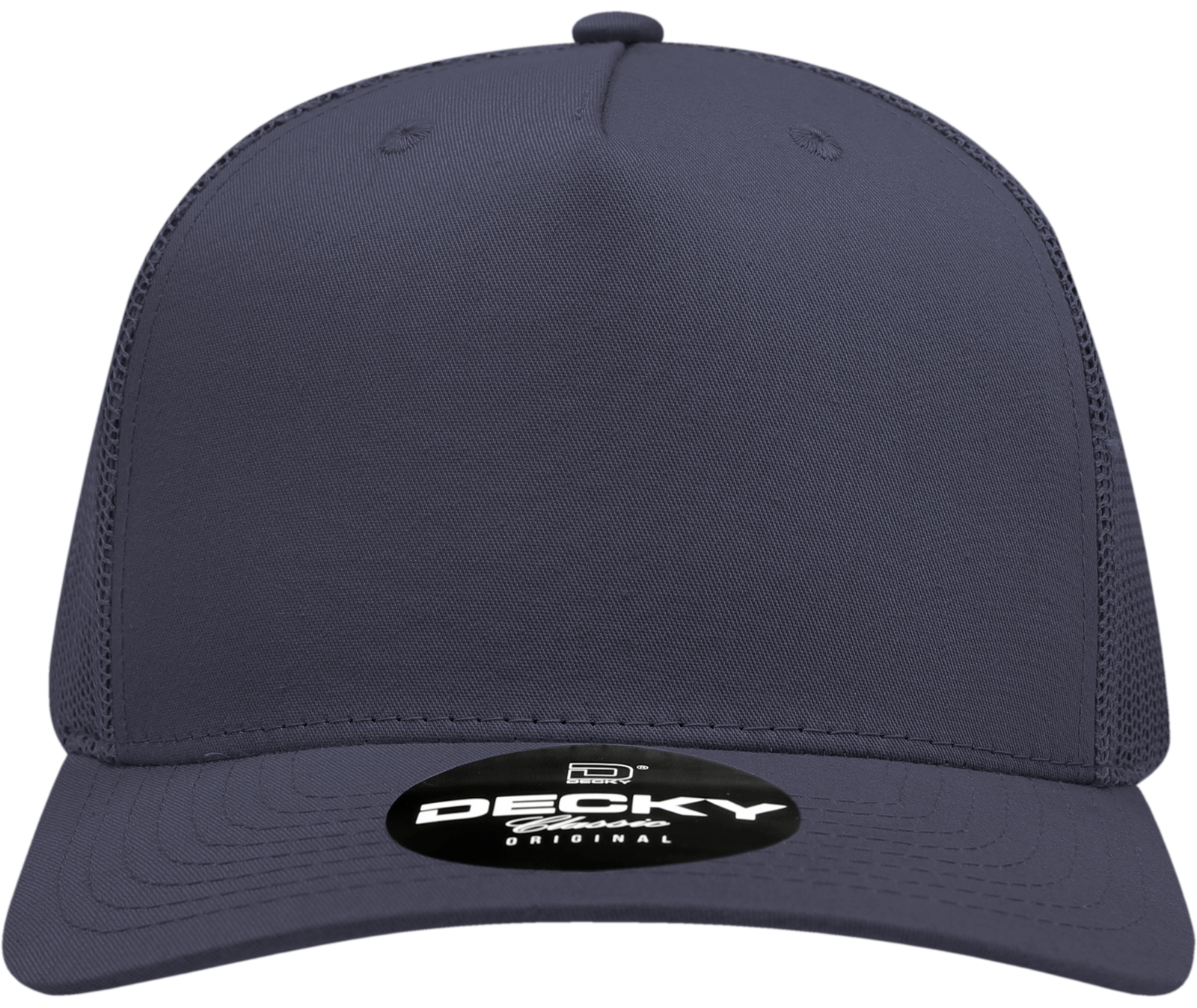 Decky 6030 5 Panel Mid Profile Structured Cotton Blend Trucker - Navy
