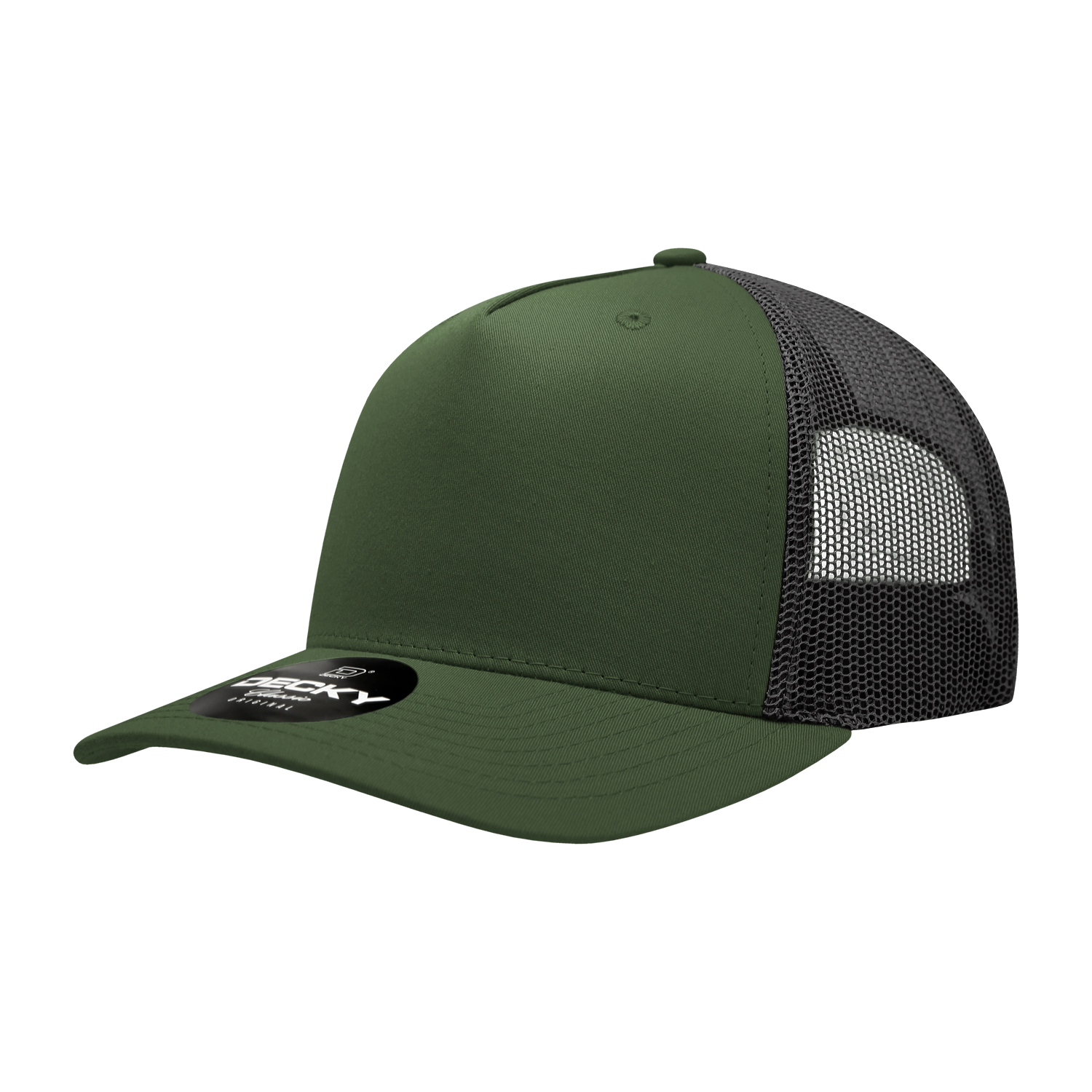 Decky 6030 5 Panel Mid Profile Structured Cotton Blend Trucker - Olive Black