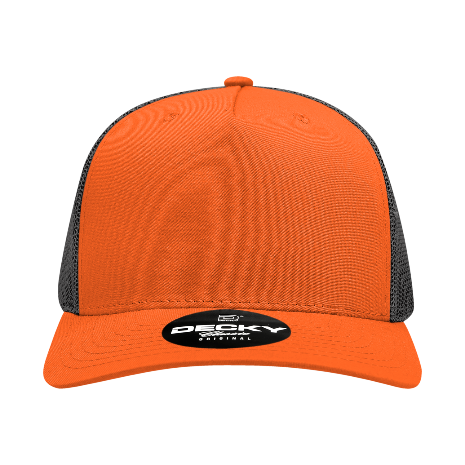 Decky 6030 5 Panel Mid Profile Structured Cotton Blend Trucker - Orange Black