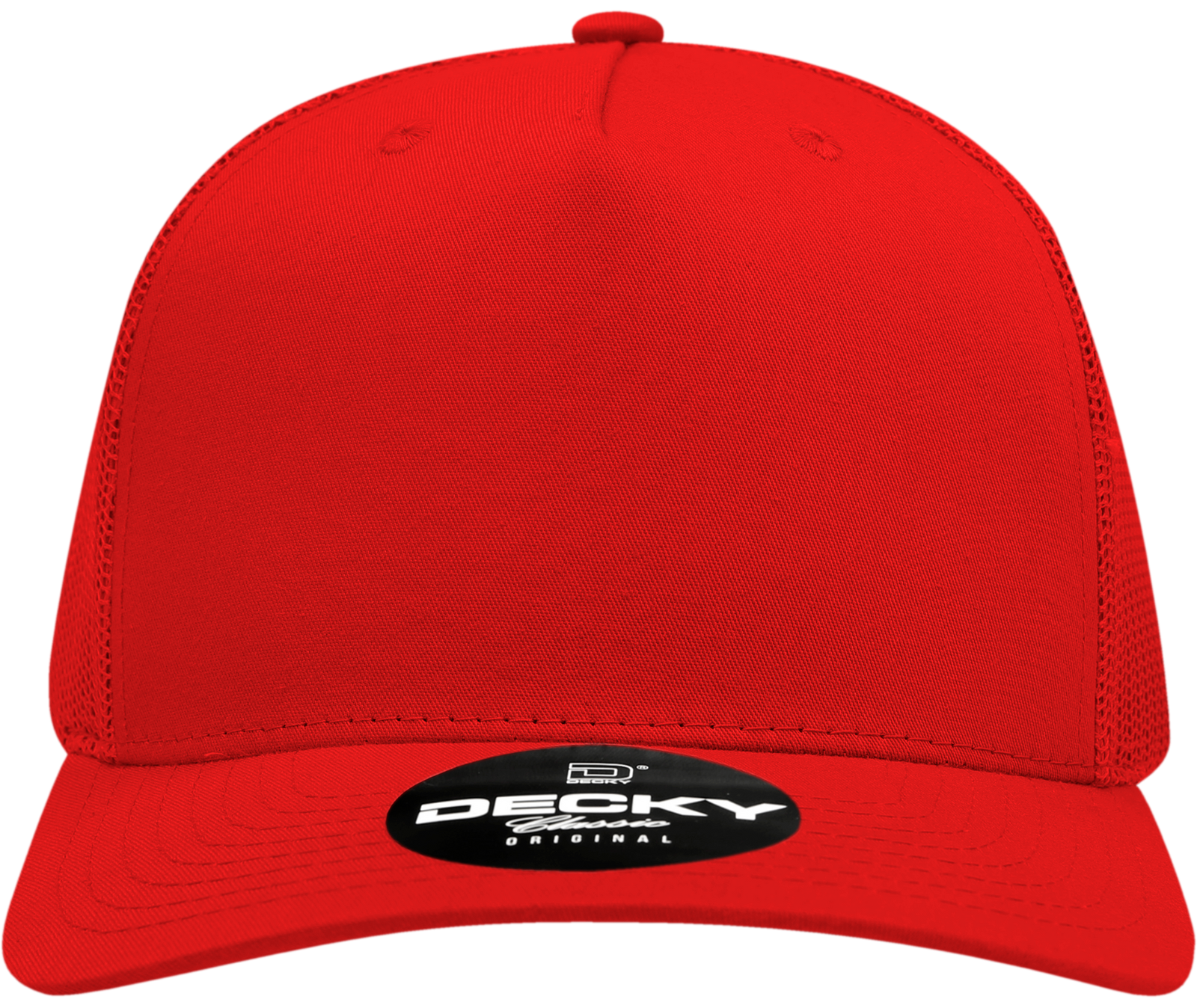 Decky 6030 5 Panel Mid Profile Structured Cotton Blend Trucker - Red