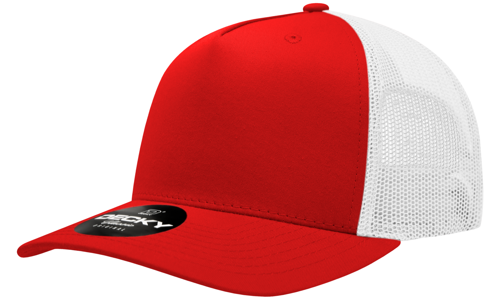 Decky 6030 5 Panel Mid Profile Structured Cotton Blend Trucker - Red White