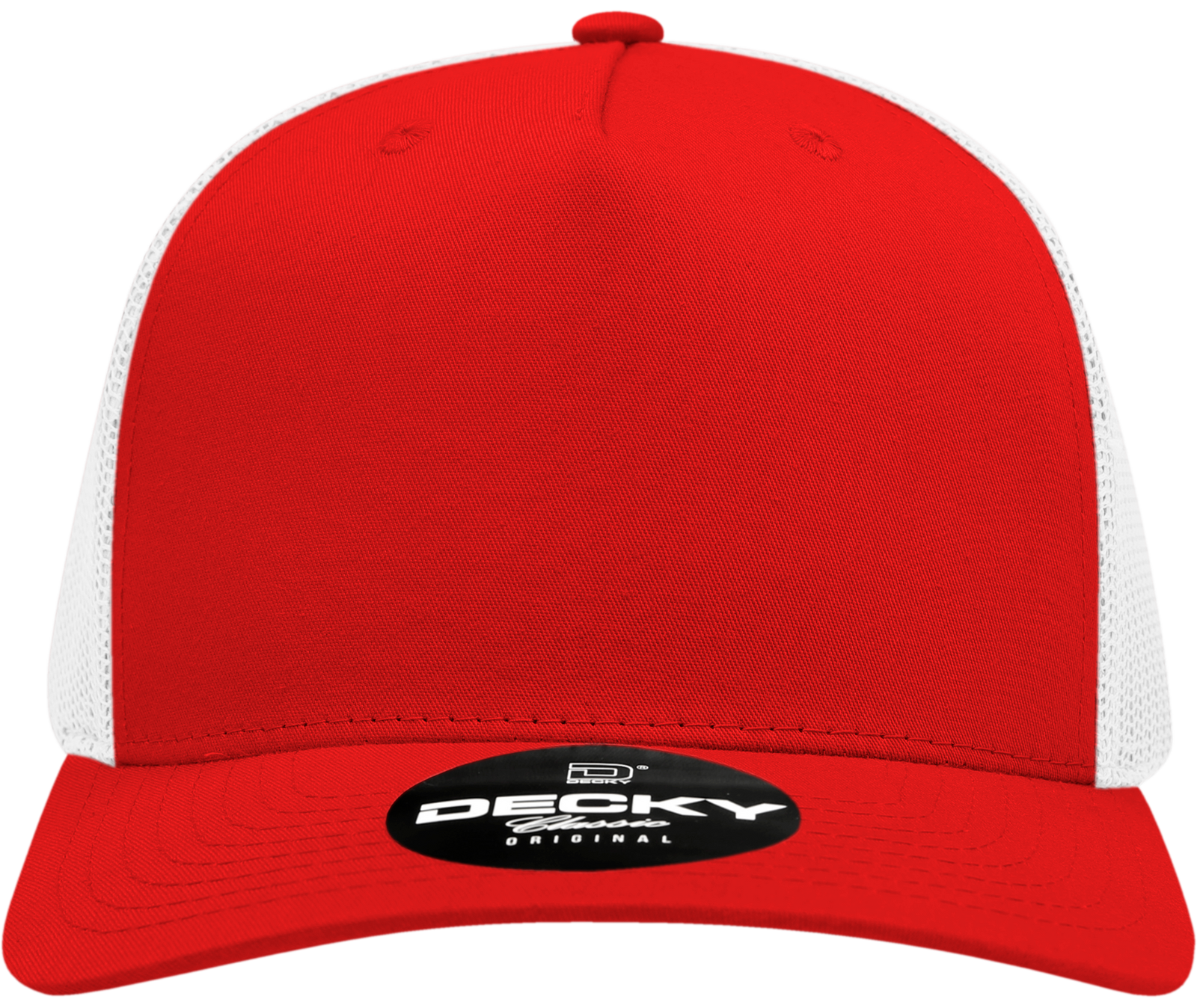 Decky 6030 5 Panel Mid Profile Structured Cotton Blend Trucker - Red White