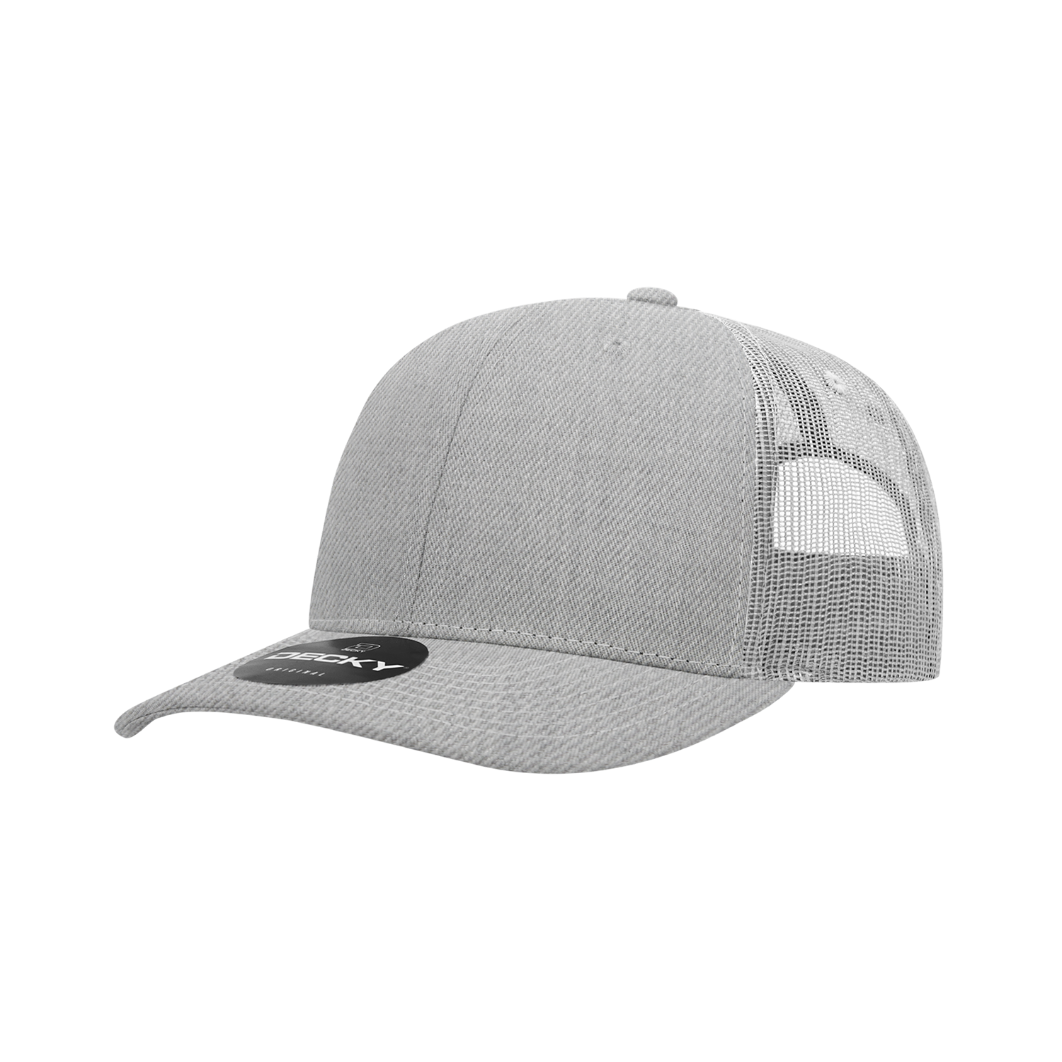 Decky 6031 6 Panel Mid Profile Structured Contra-stitch Trucker - Heather Grey Light