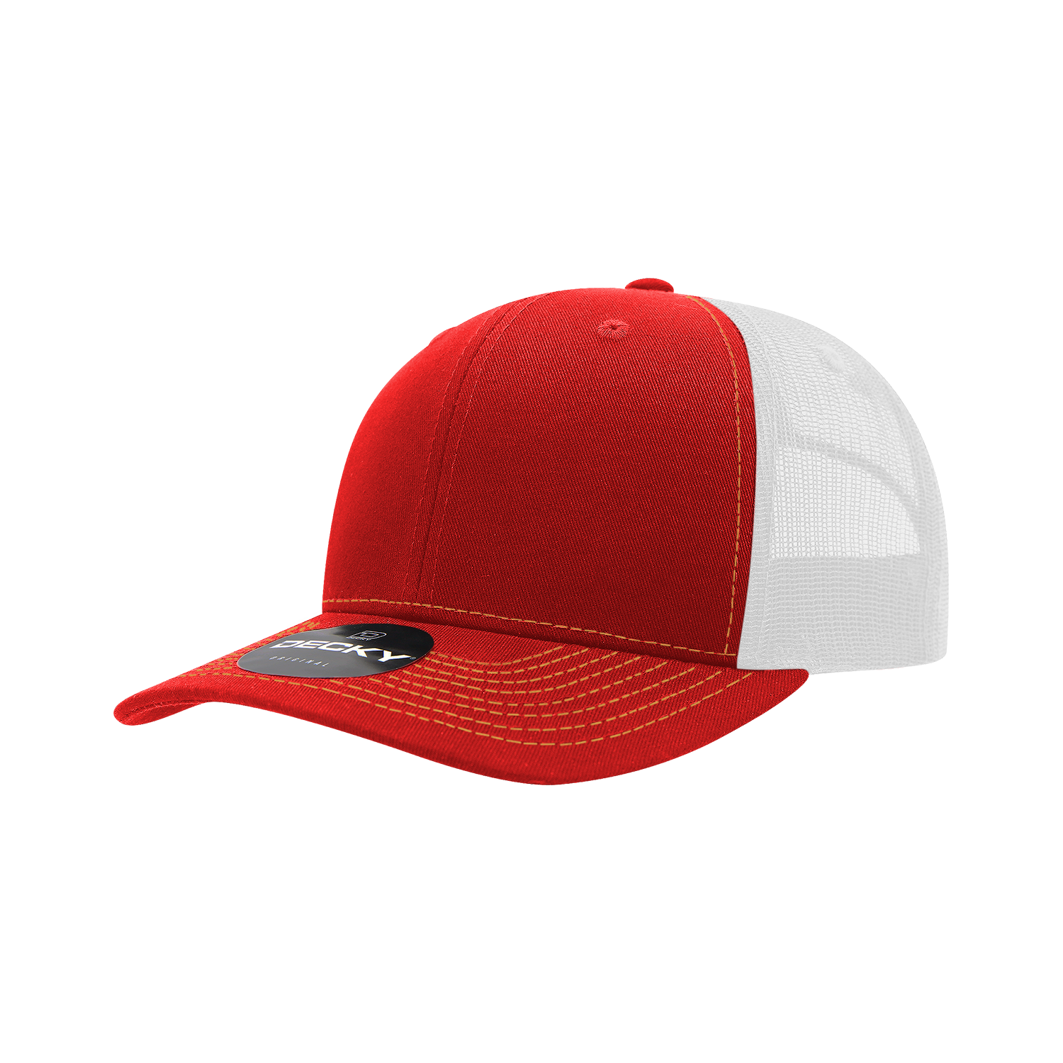 Decky 6031 6 Panel Mid Profile Structured Contra-stitch Trucker - Red White