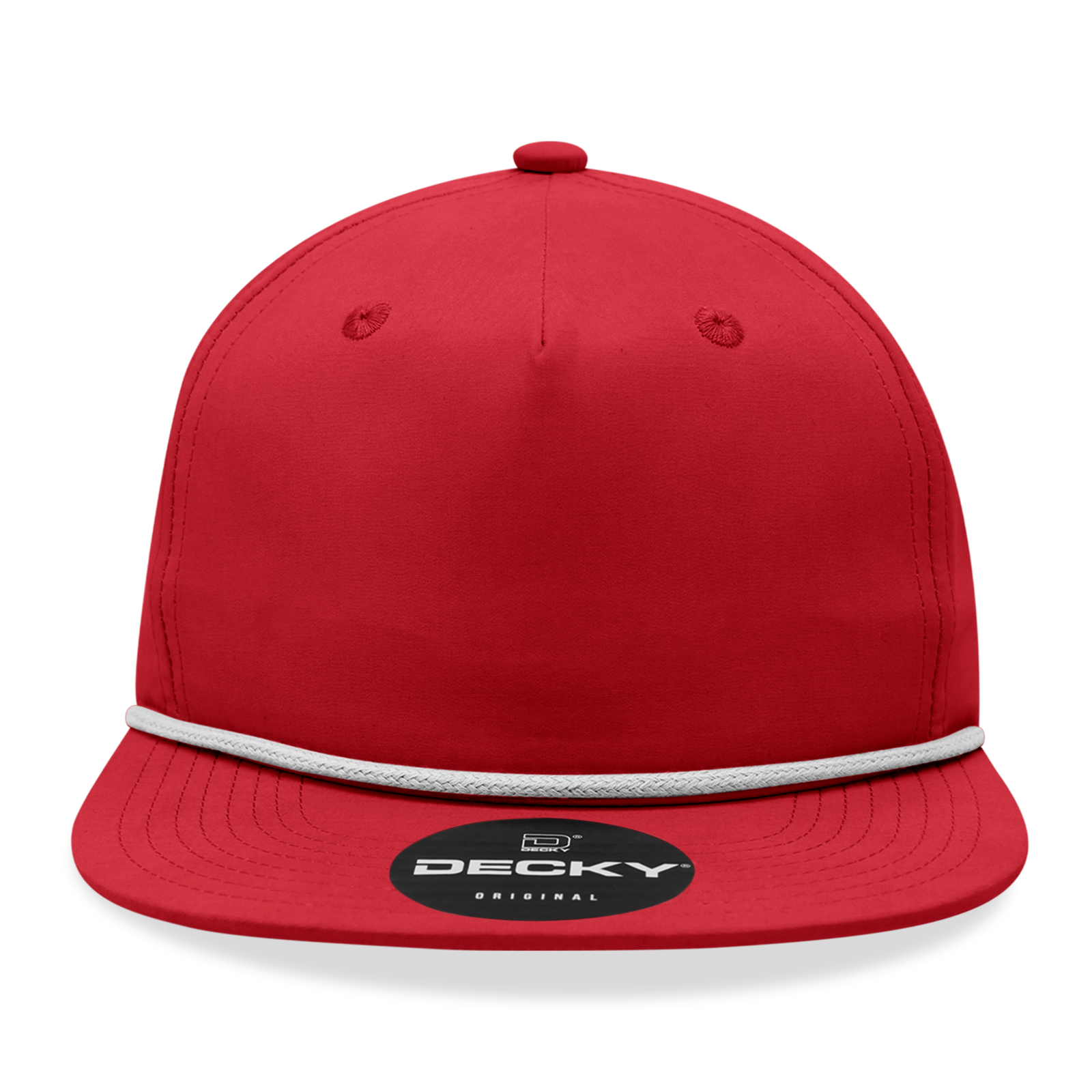 Decky 6032 5 Panel Half Dome Profile Relaxed Cotton Blend Rope Hat - Red White