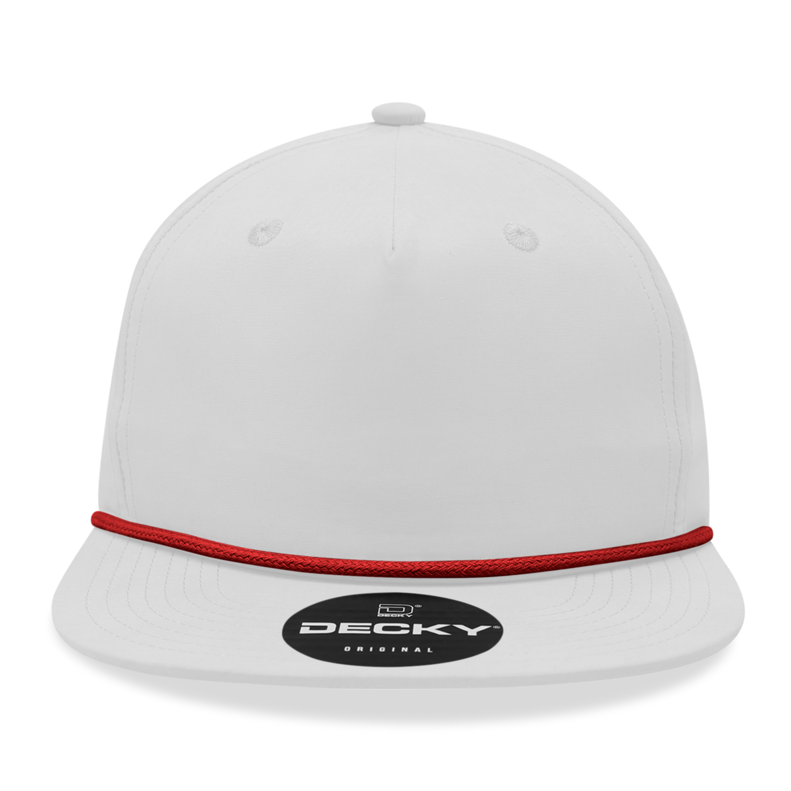 Decky 6032 5 Panel Half Dome Profile Relaxed Cotton Blend Rope Hat - White Red