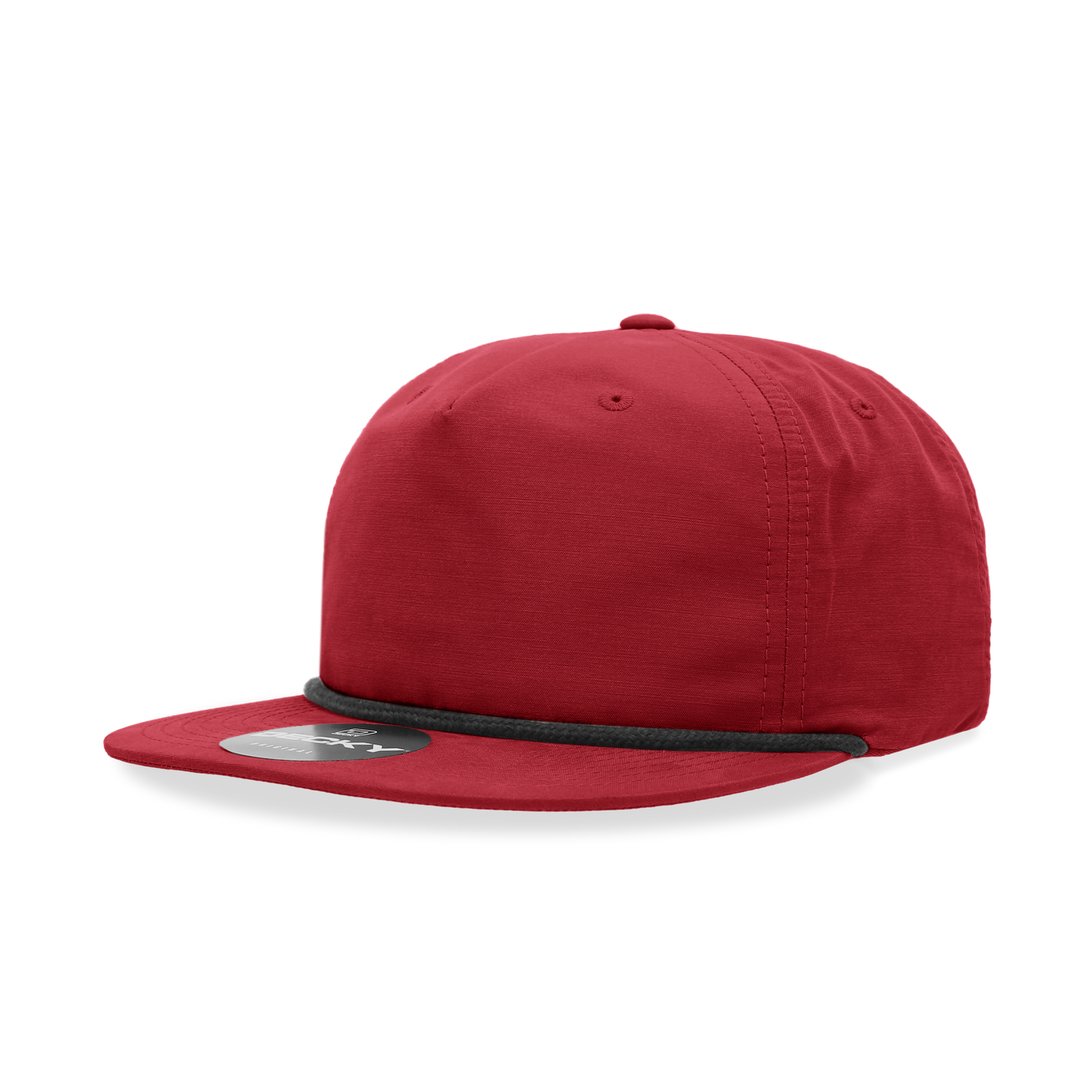 Decky 6032 5 Panel Half Dome Profile Relaxed Cotton Blend Rope Hat - Red Black