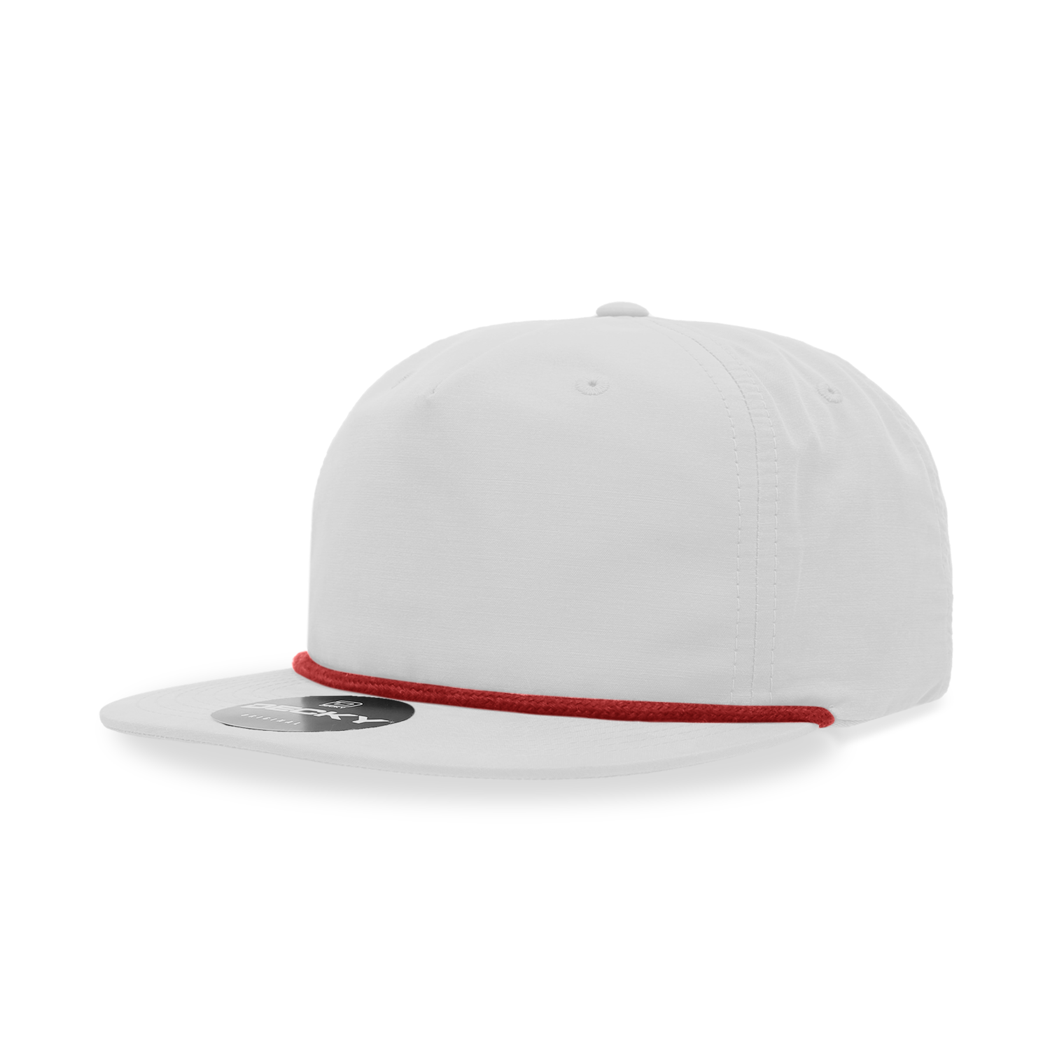 Decky 6032 5 Panel Half Dome Profile Relaxed Cotton Blend Rope Hat - White Red