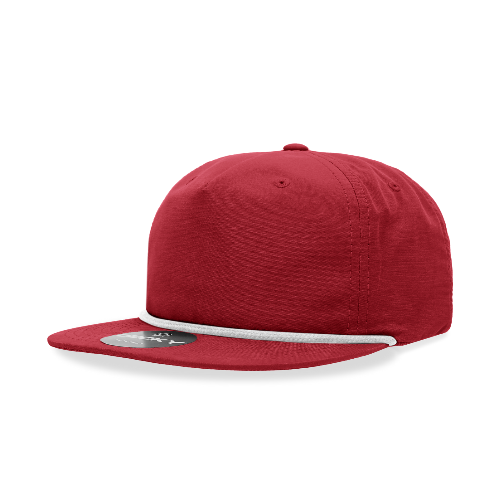 Decky 6032 5 Panel Half Dome Profile Relaxed Cotton Blend Rope Hat - Red White