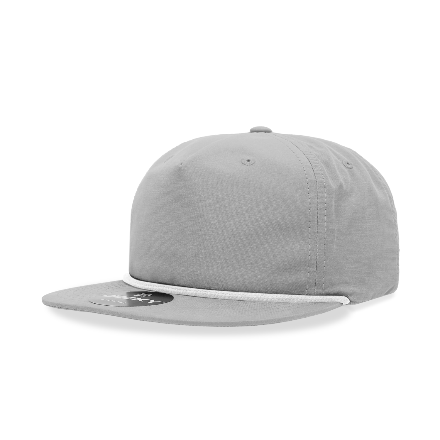Decky 6032 5 Panel Half Dome Profile Relaxed Cotton Blend Rope Hat - Grey White