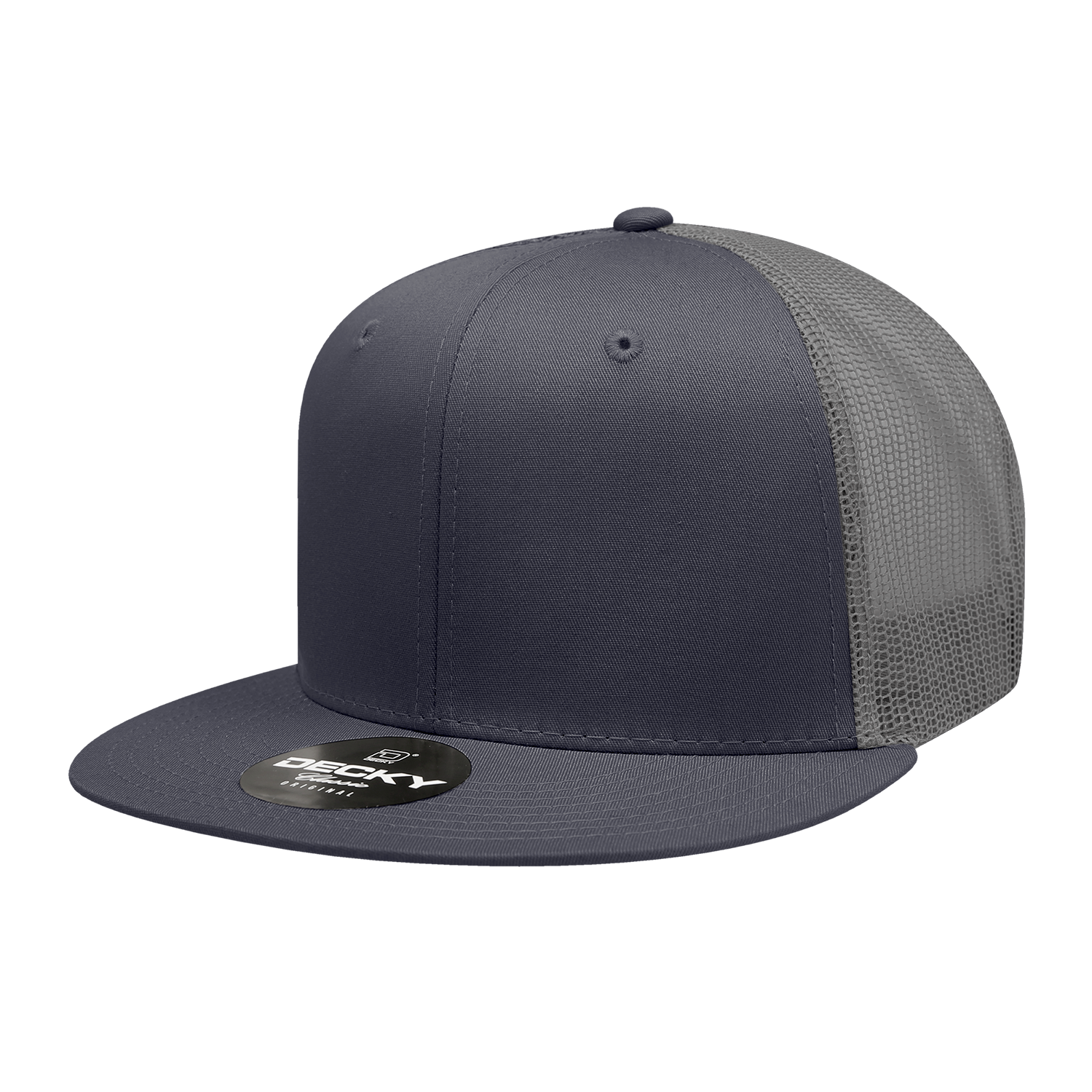 Decky 6033 6 Panel High Profile Structured Cotton Blend Trucker - Navy Charcoal