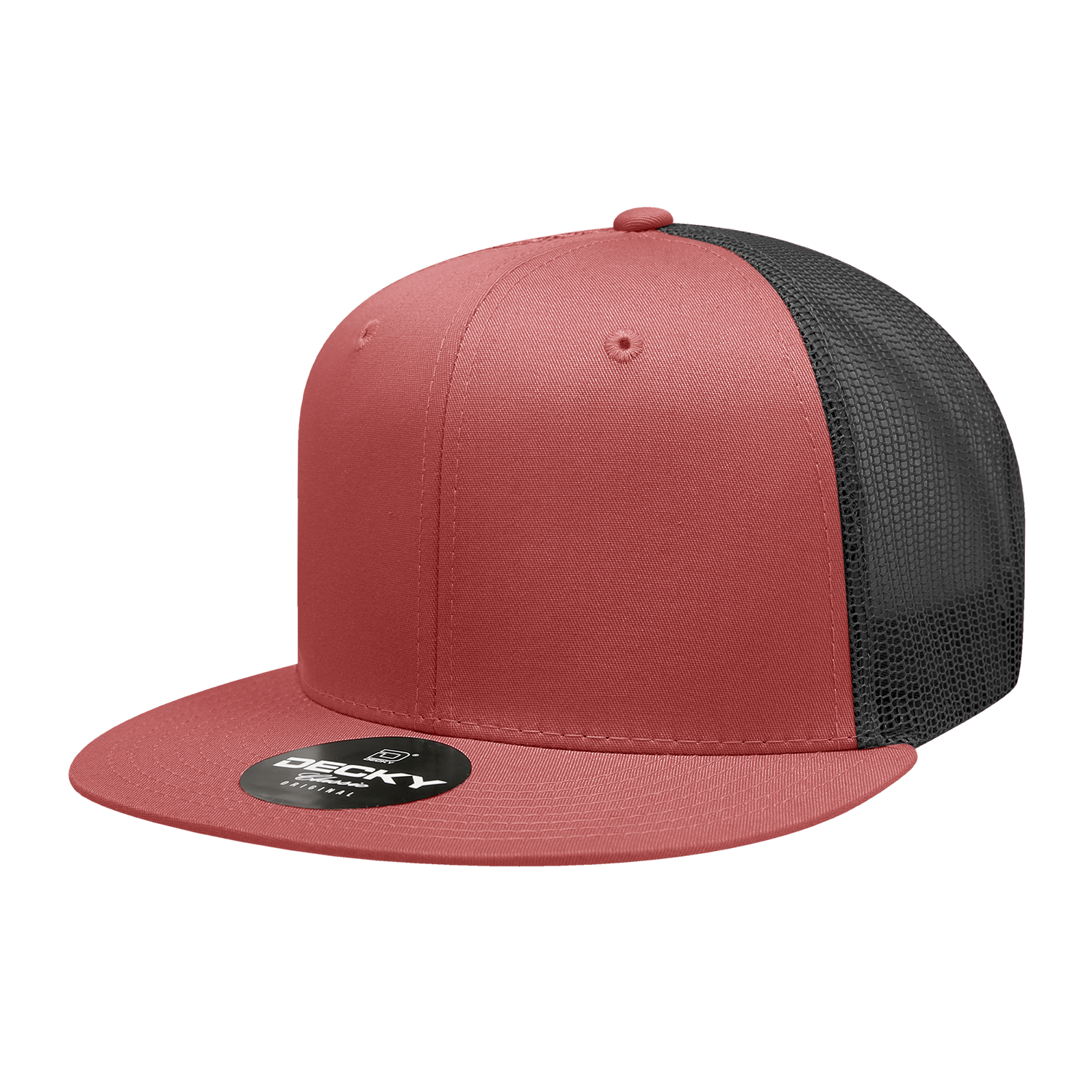 Decky 6033 6 Panel High Profile Structured Cotton Blend Trucker - Red Black