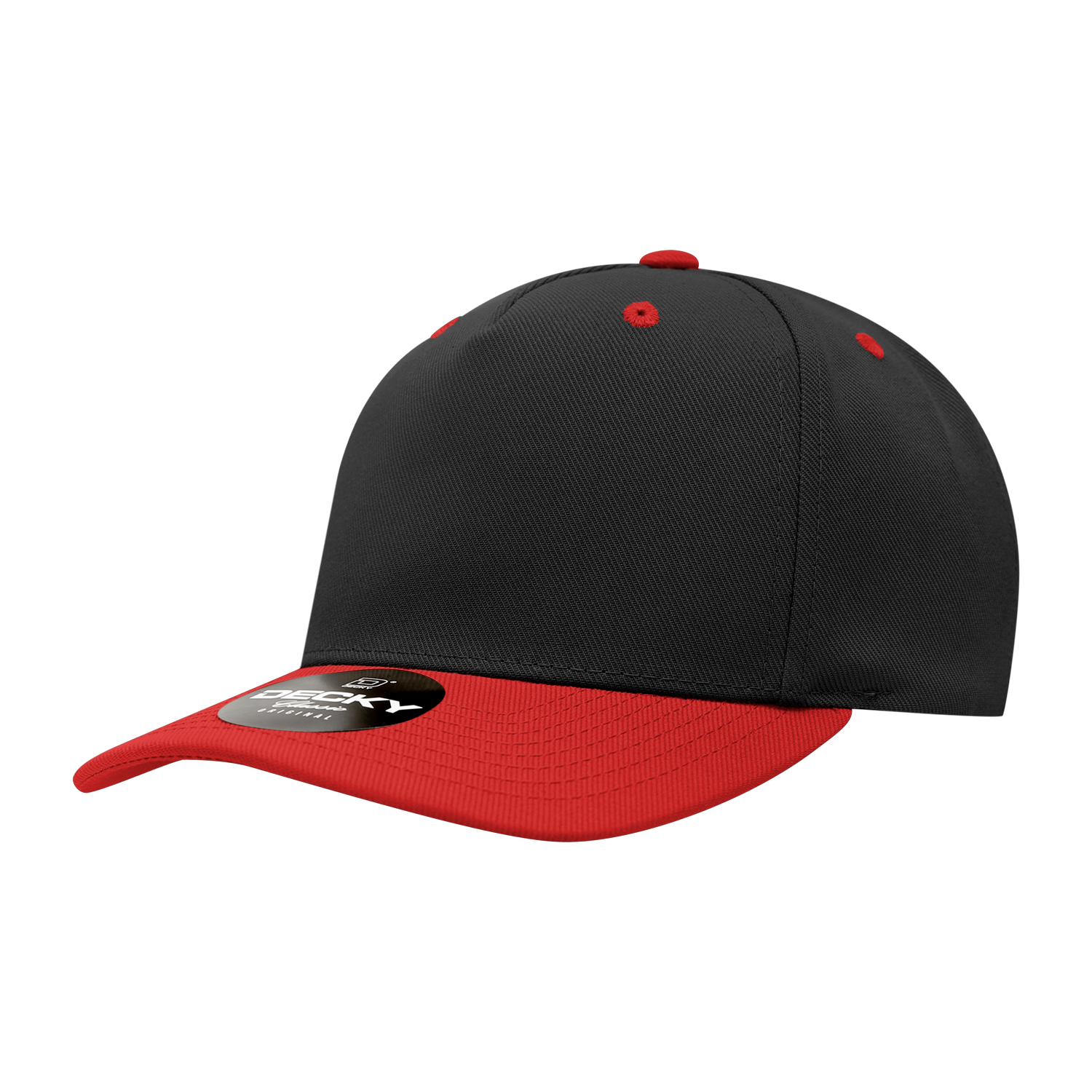 Decky 6038 5 Panel Mid Profile Structured Polyester Cap - Black Red