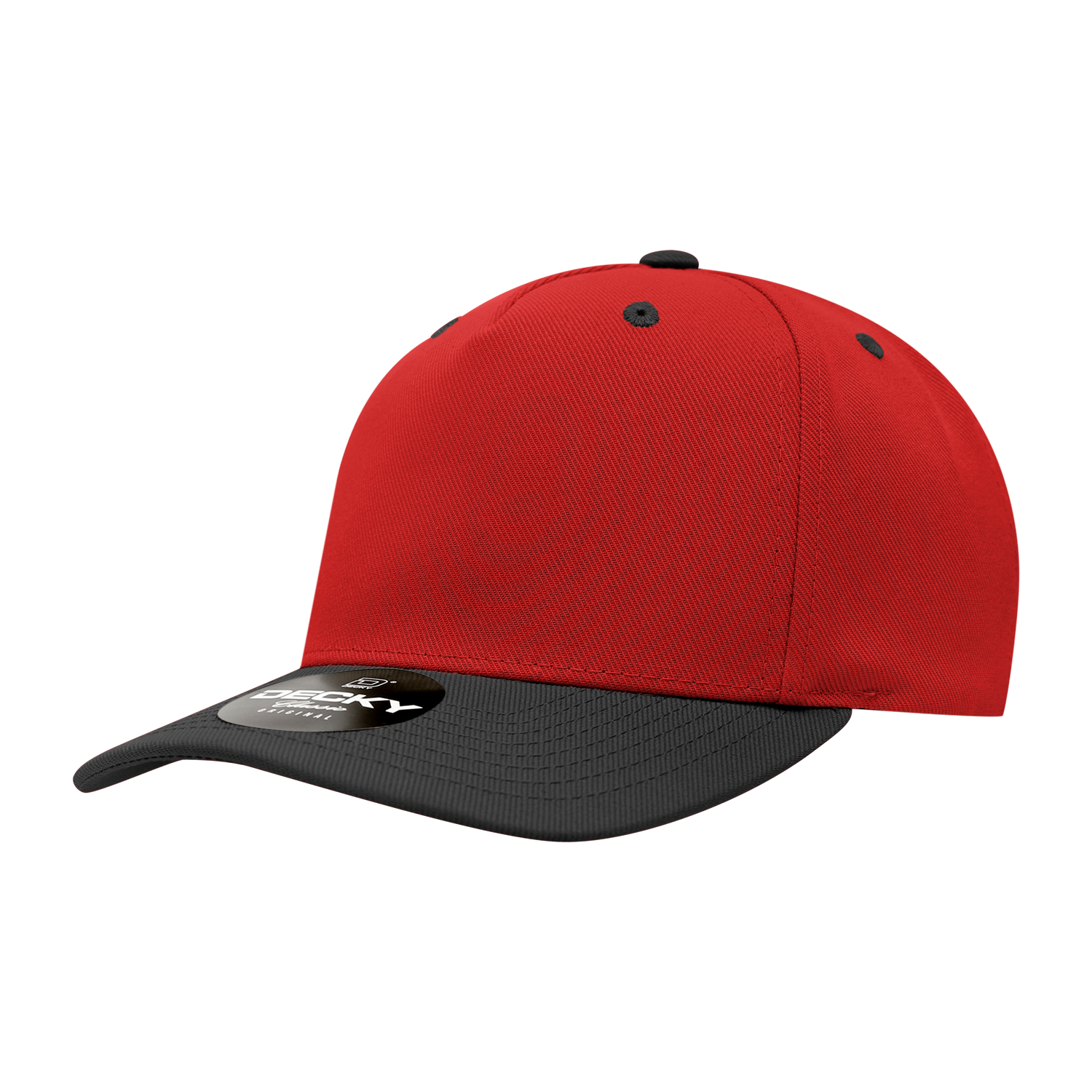 Decky 6038 5 Panel Mid Profile Structured Polyester Cap - Red Black