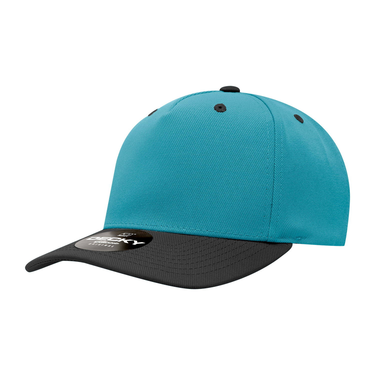 Decky 6038 5 Panel Mid Profile Structured Polyester Cap - Teal Black