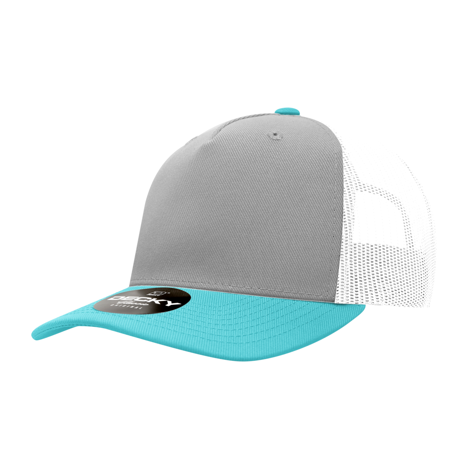 Decky 6039 5 Panel Mid Profile Structured Acrylic/polyester Trucker - Aqua Grey White