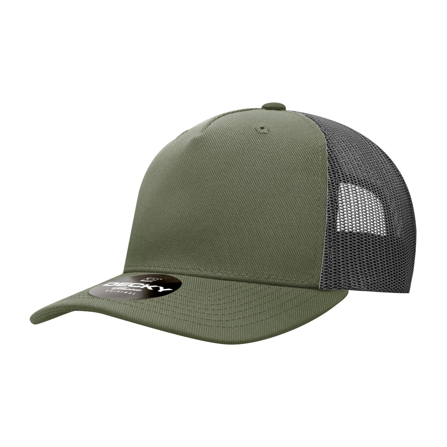 Decky 6039 5 Panel Mid Profile Structured Acrylic/polyester Trucker - Olive Black