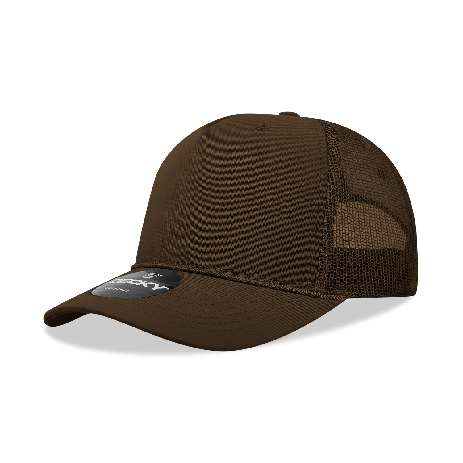 Decky 6040 5 Panel Mid Profile Structured Cotton/poly Blend Trucker with Rope - Brown