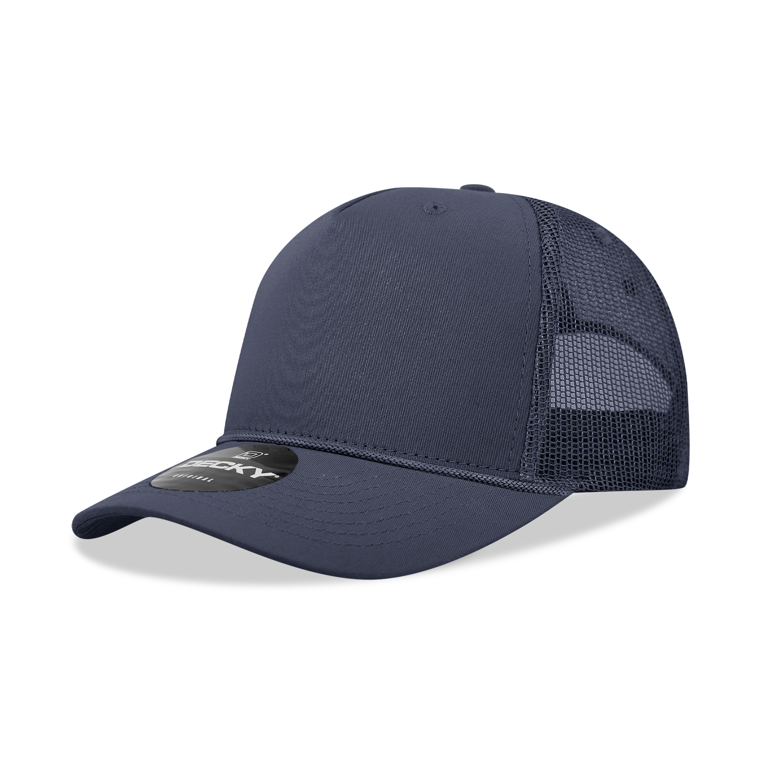 Decky 6040 5 Panel Mid Profile Structured Cotton/poly Blend Trucker with Rope - Navy