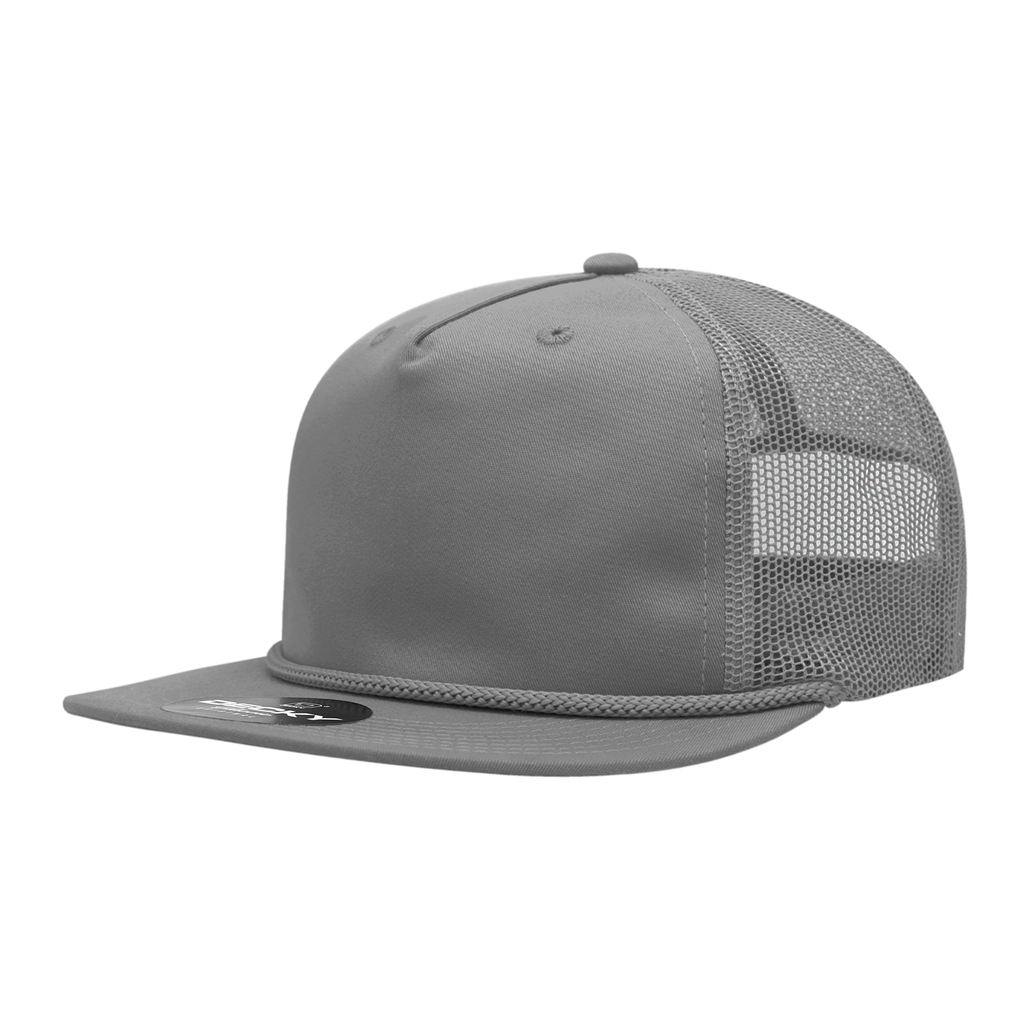 Decky 6041 5 Panel Half Dome Profile Relaxed Cotton Blend Trucker with Rope - Grey