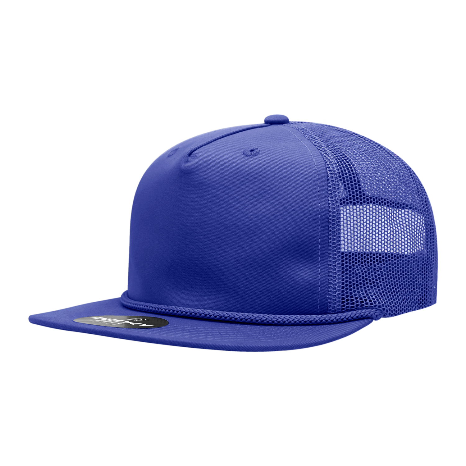 Decky 6041 5 Panel Half Dome Profile Relaxed Cotton Blend Trucker with Rope - Royal