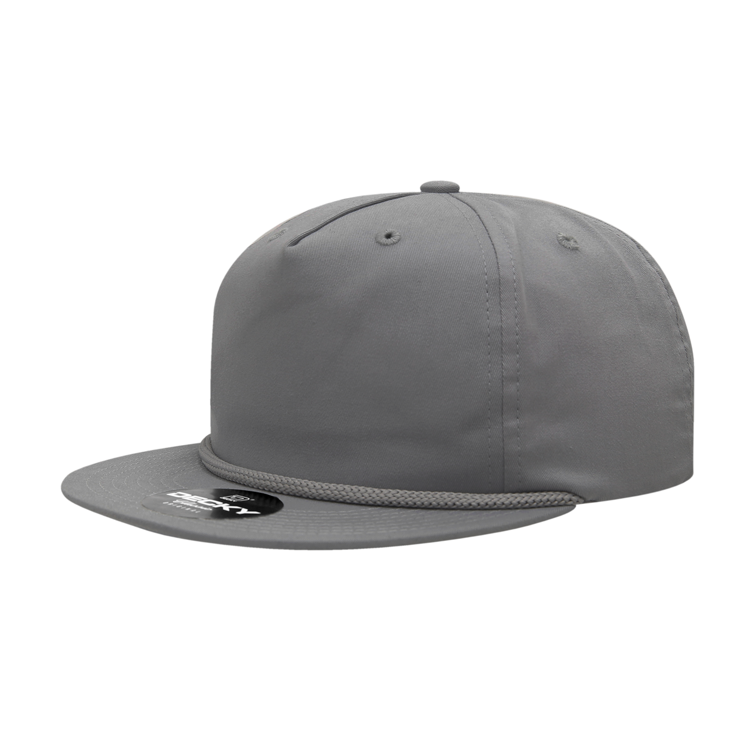 Decky 6042 5 Panel Half Dome Profile Relaxed Cotton Blend Rope Hat - Grey