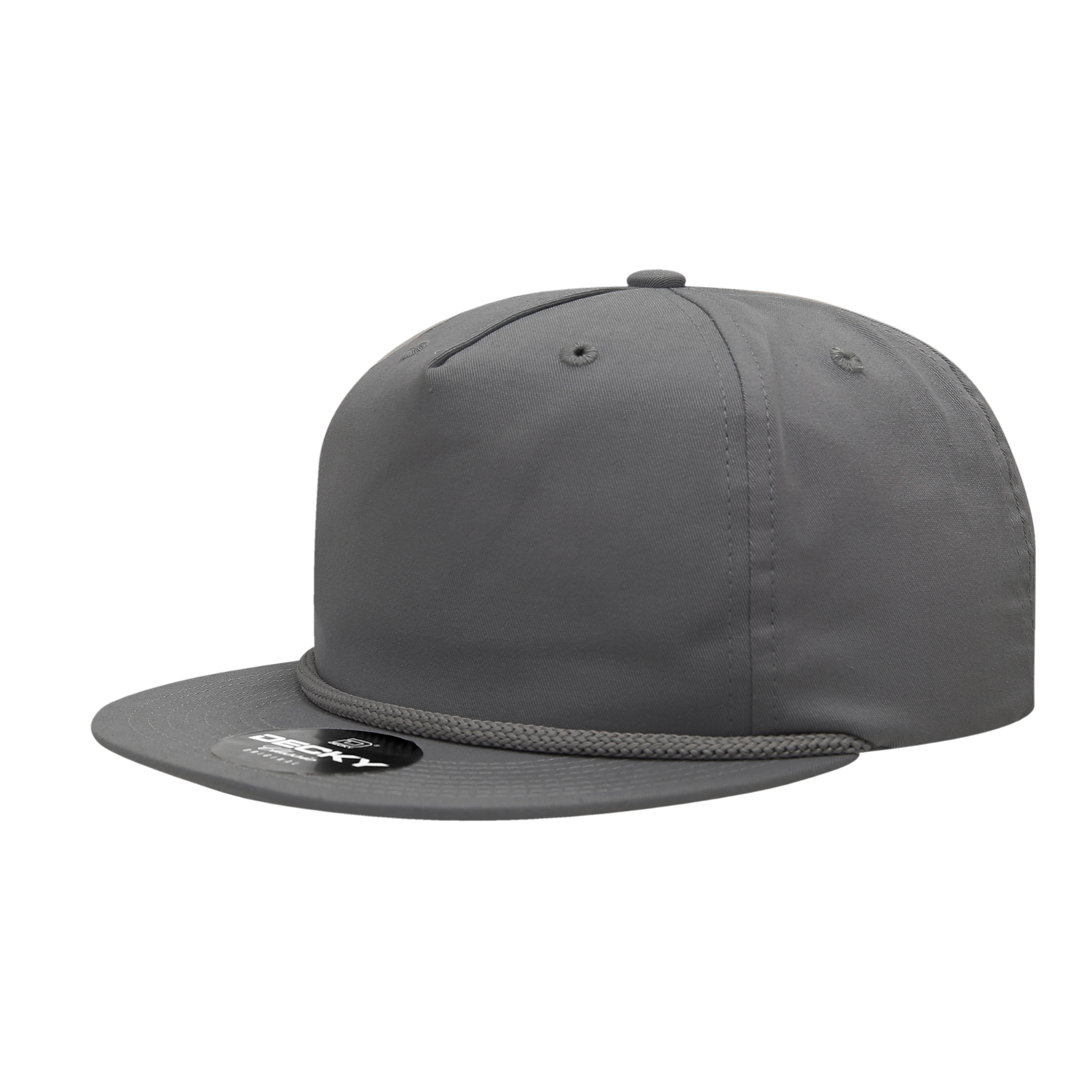 Decky 6042 5 Panel Half Dome Profile Relaxed Cotton Blend Rope Hat - Charcoal