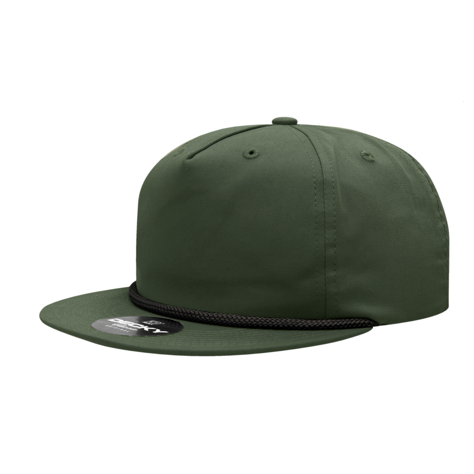 Decky 6042 5 Panel Half Dome Profile Relaxed Cotton Blend Rope Hat - Olive Black