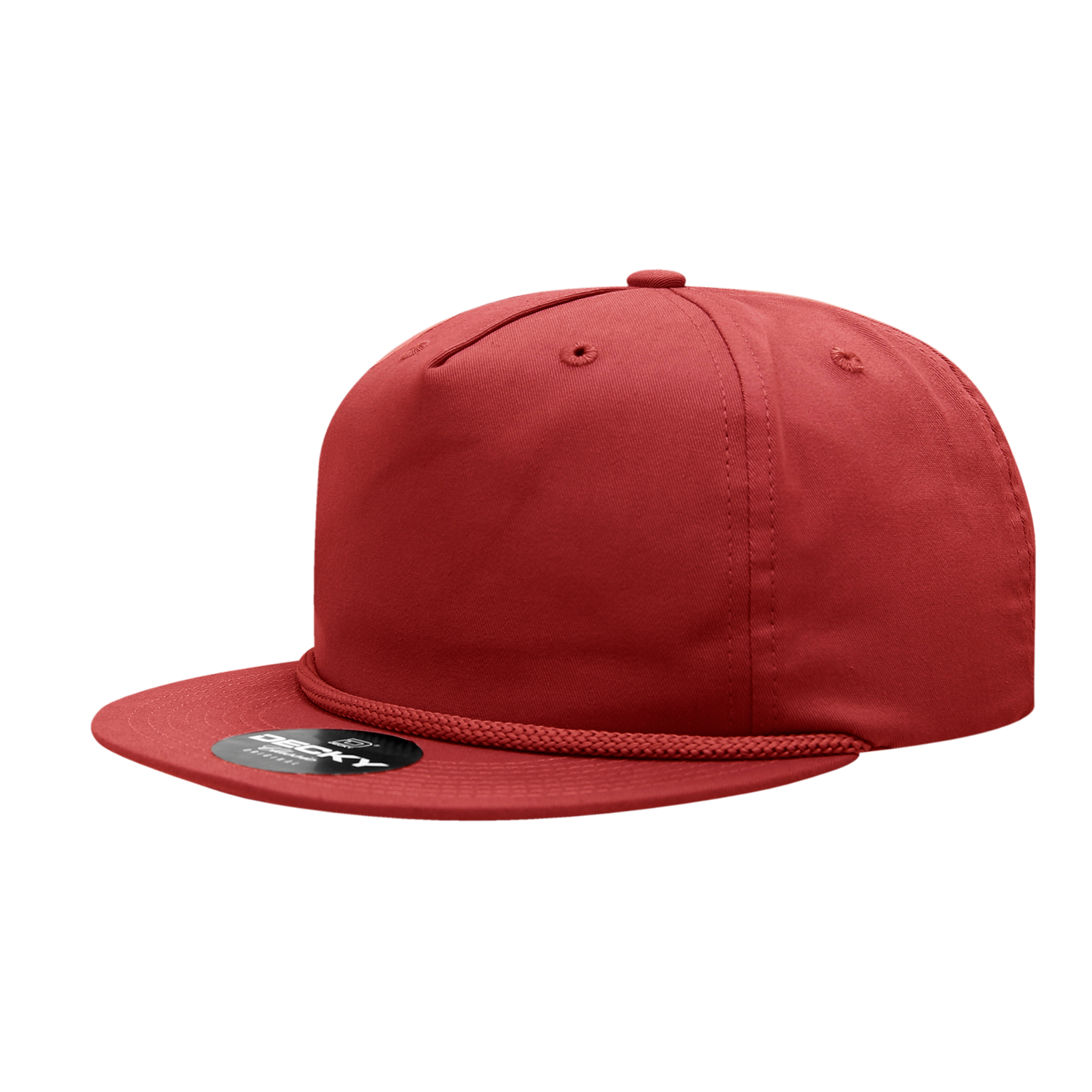Decky 6042 5 Panel Half Dome Profile Relaxed Cotton Blend Rope Hat - Red